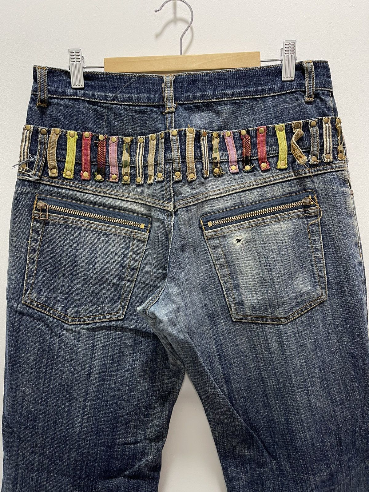 Japanese Brand × Vintage JAPANESE DOUBLE WAIST NICE DESIGN DISTRESSED DENIM JEANS Size US 31 - 4 Thumbnail