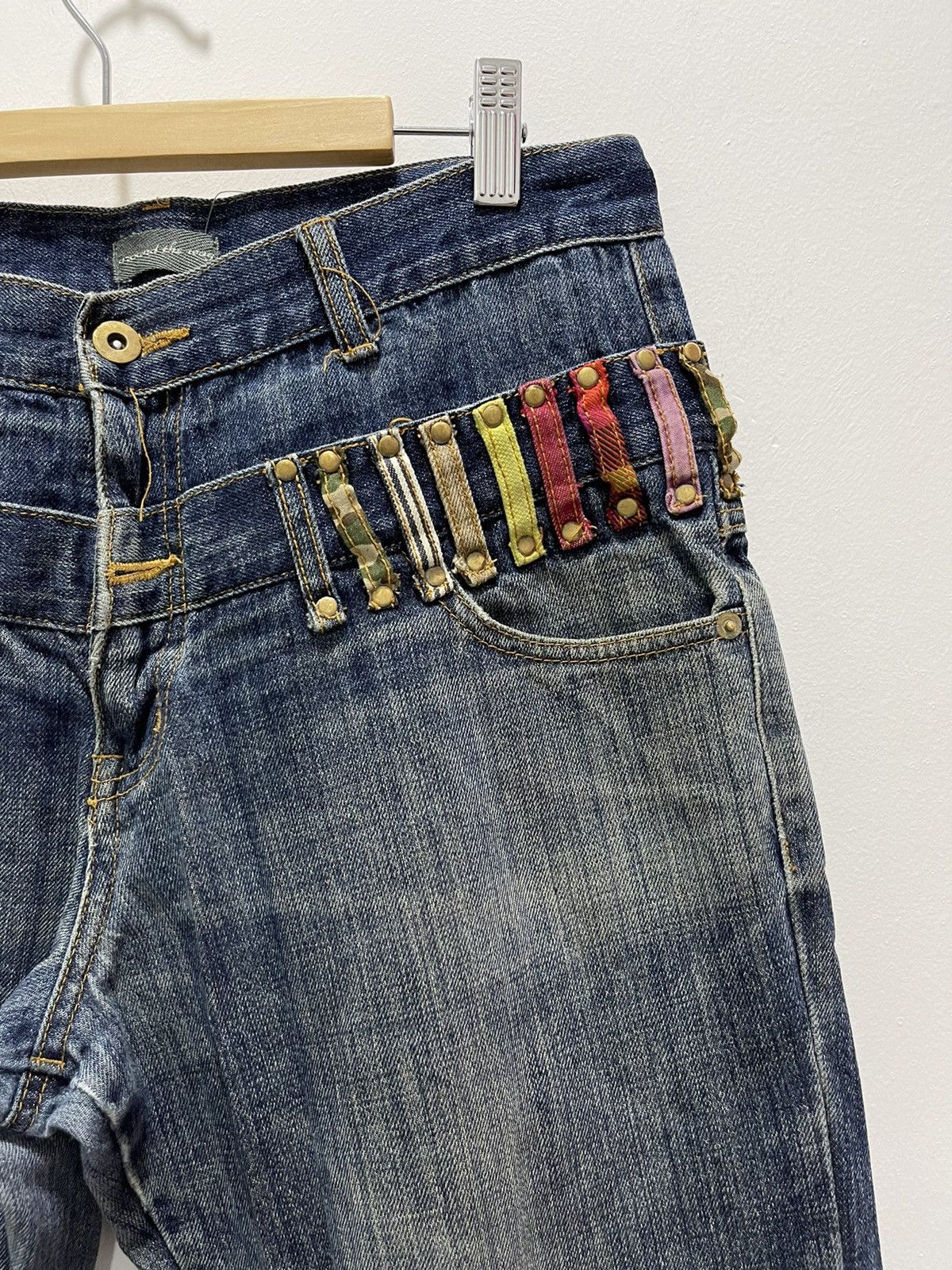 Japanese Brand × Vintage JAPANESE DOUBLE WAIST NICE DESIGN DISTRESSED DENIM JEANS Size US 31 - 10 Thumbnail