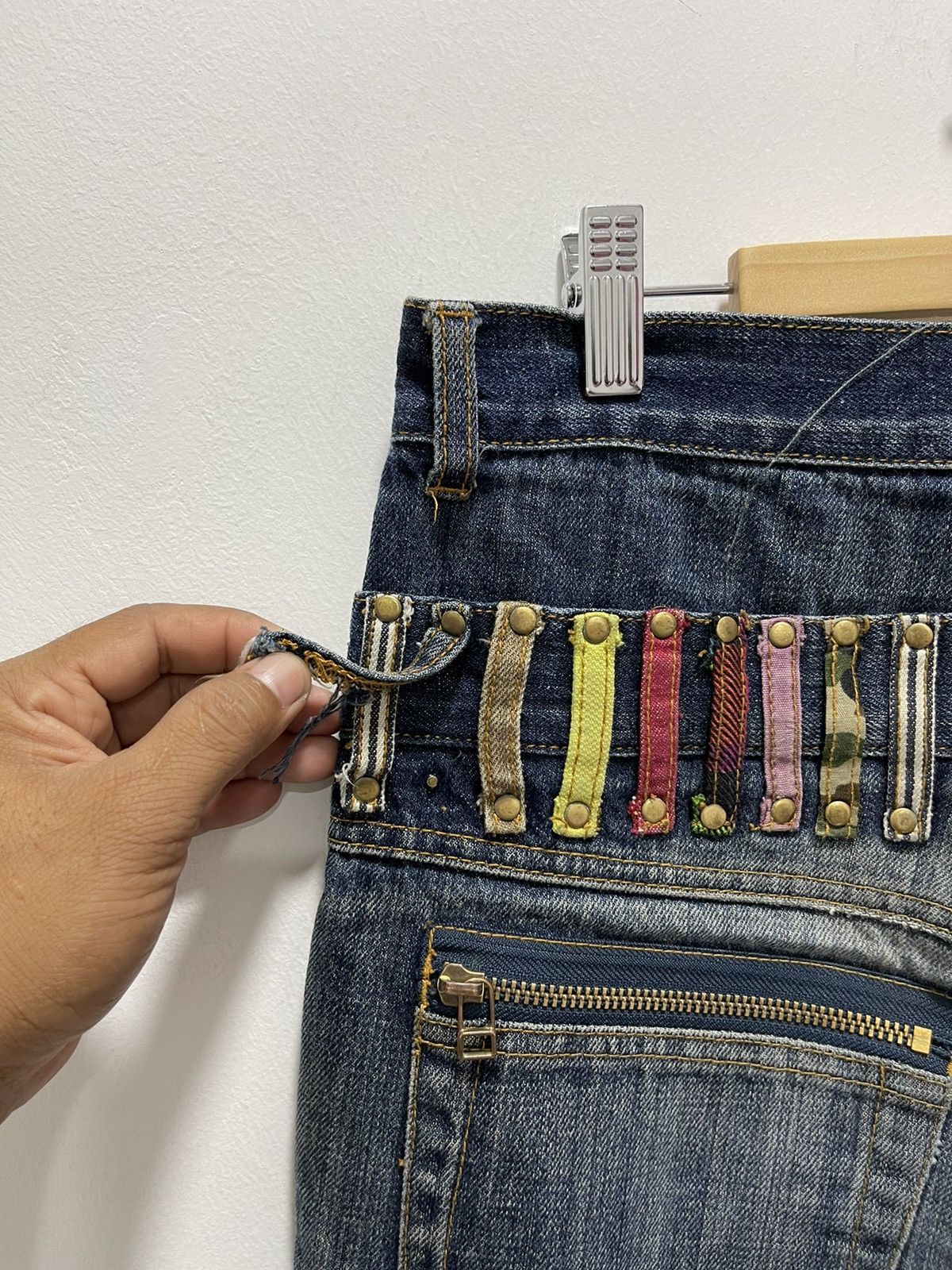 Japanese Brand × Vintage JAPANESE DOUBLE WAIST NICE DESIGN DISTRESSED DENIM JEANS Size US 31 - 7 Thumbnail