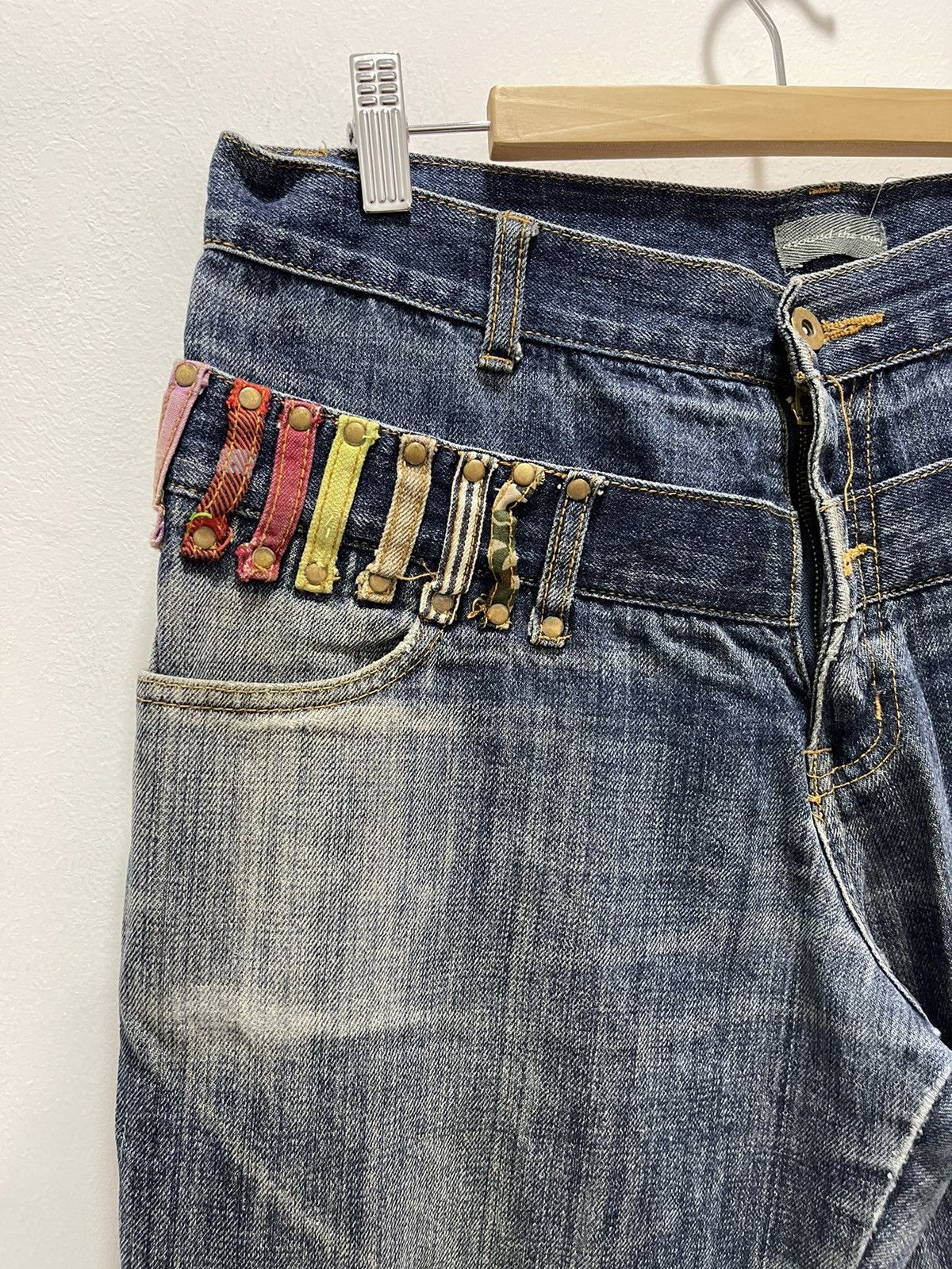 Japanese Brand × Vintage JAPANESE DOUBLE WAIST NICE DESIGN DISTRESSED DENIM JEANS Size US 31 - 11 Thumbnail