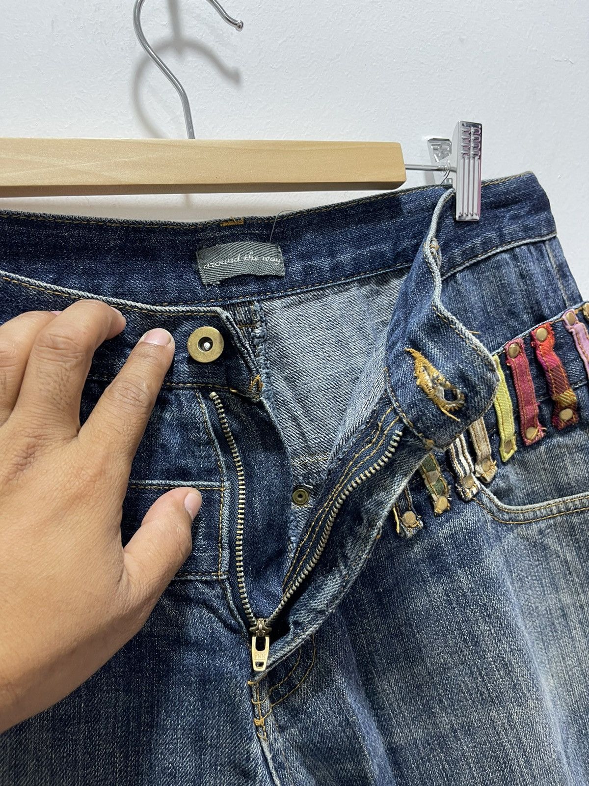 Japanese Brand × Vintage JAPANESE DOUBLE WAIST NICE DESIGN DISTRESSED DENIM JEANS Size US 31 - 14 Thumbnail