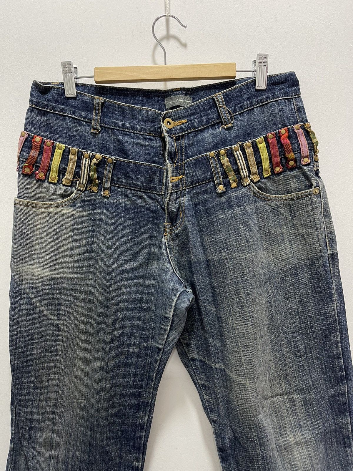 Japanese Brand × Vintage JAPANESE DOUBLE WAIST NICE DESIGN DISTRESSED DENIM JEANS Size US 31 - 12 Thumbnail