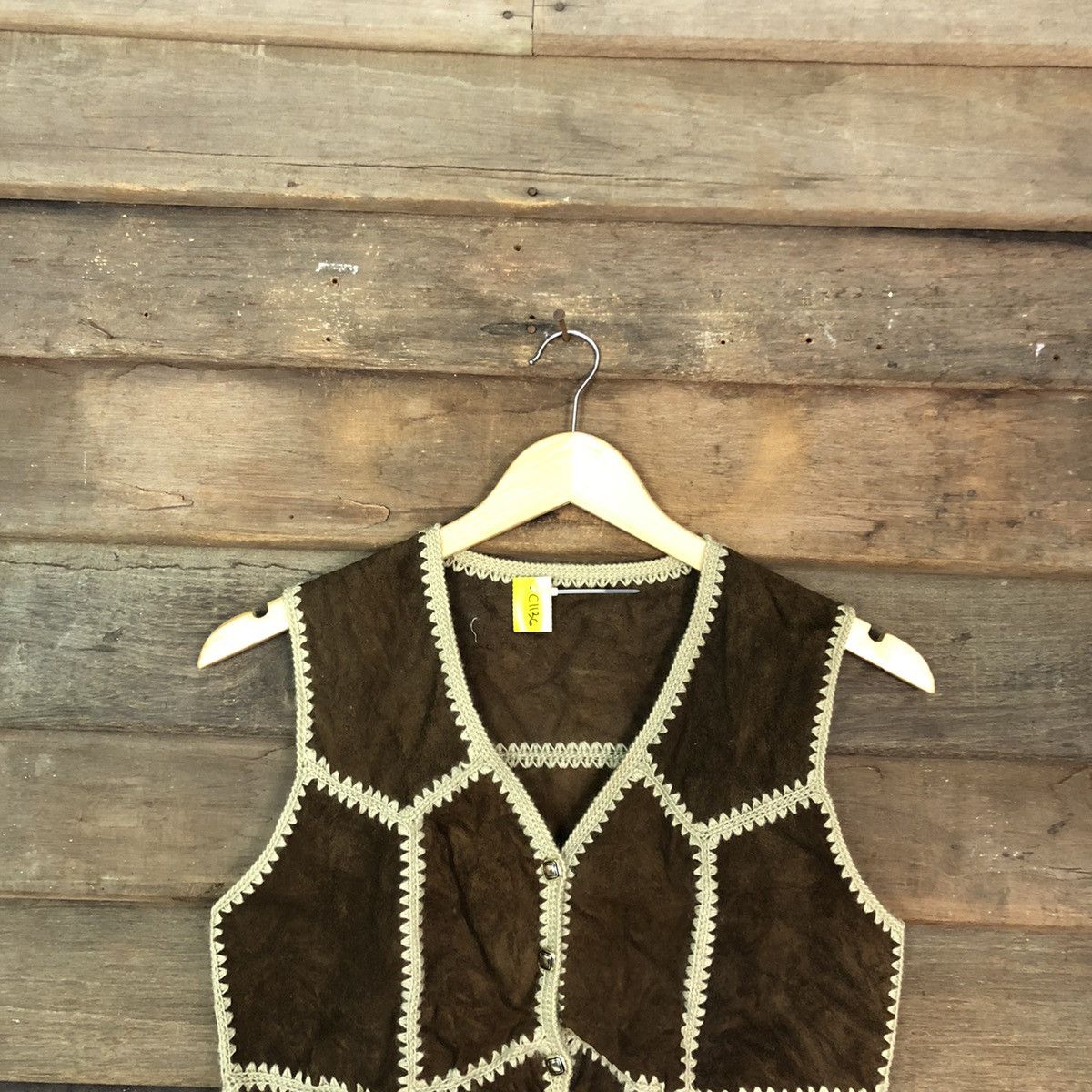 Handmade DLL Japan Brown patchwork Leather vest jacket #c1136 Size XS / US 0-2 / IT 36-38 - 2 Thumbnail