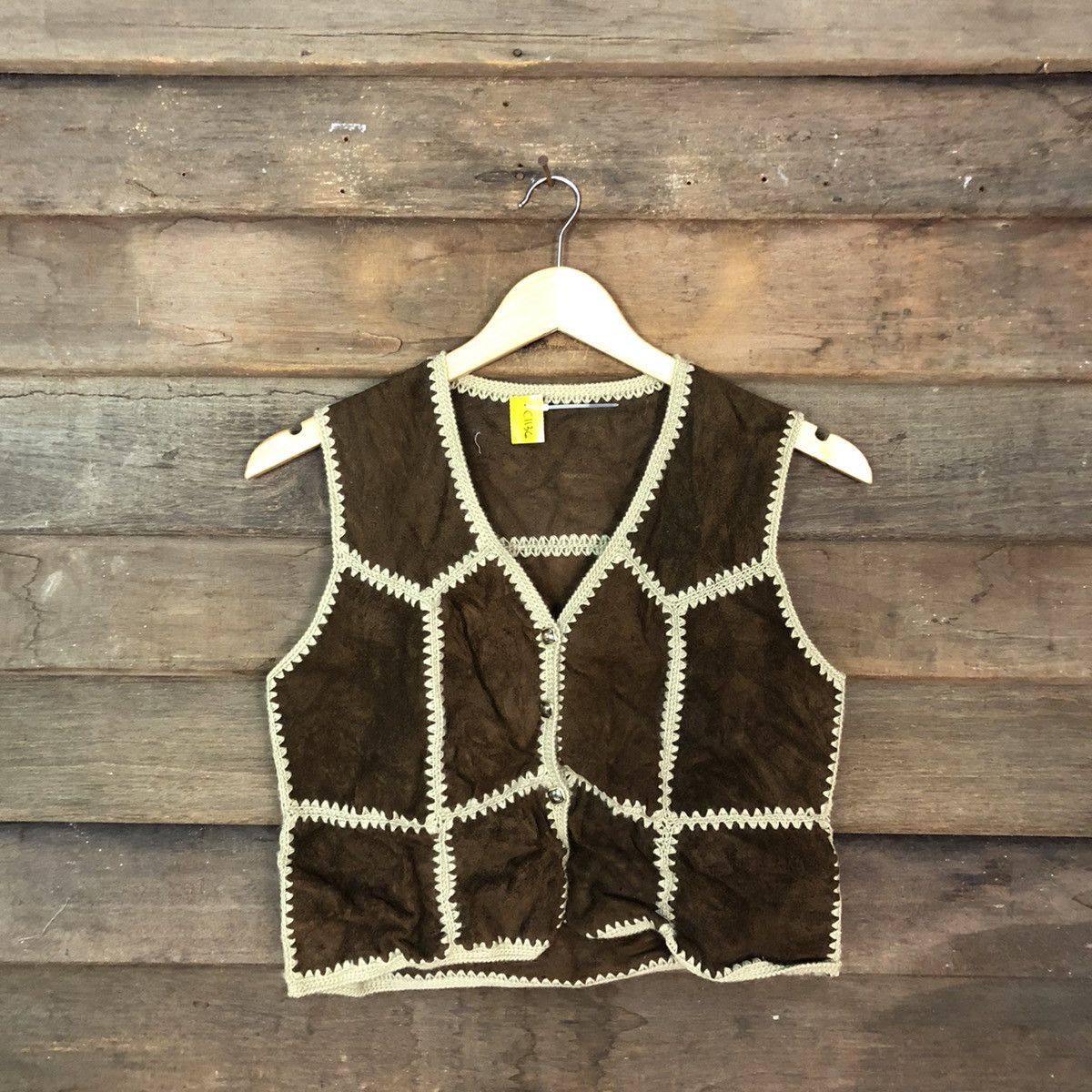 Handmade DLL Japan Brown patchwork Leather vest jacket #c1136 Size XS / US 0-2 / IT 36-38 - 6 Thumbnail