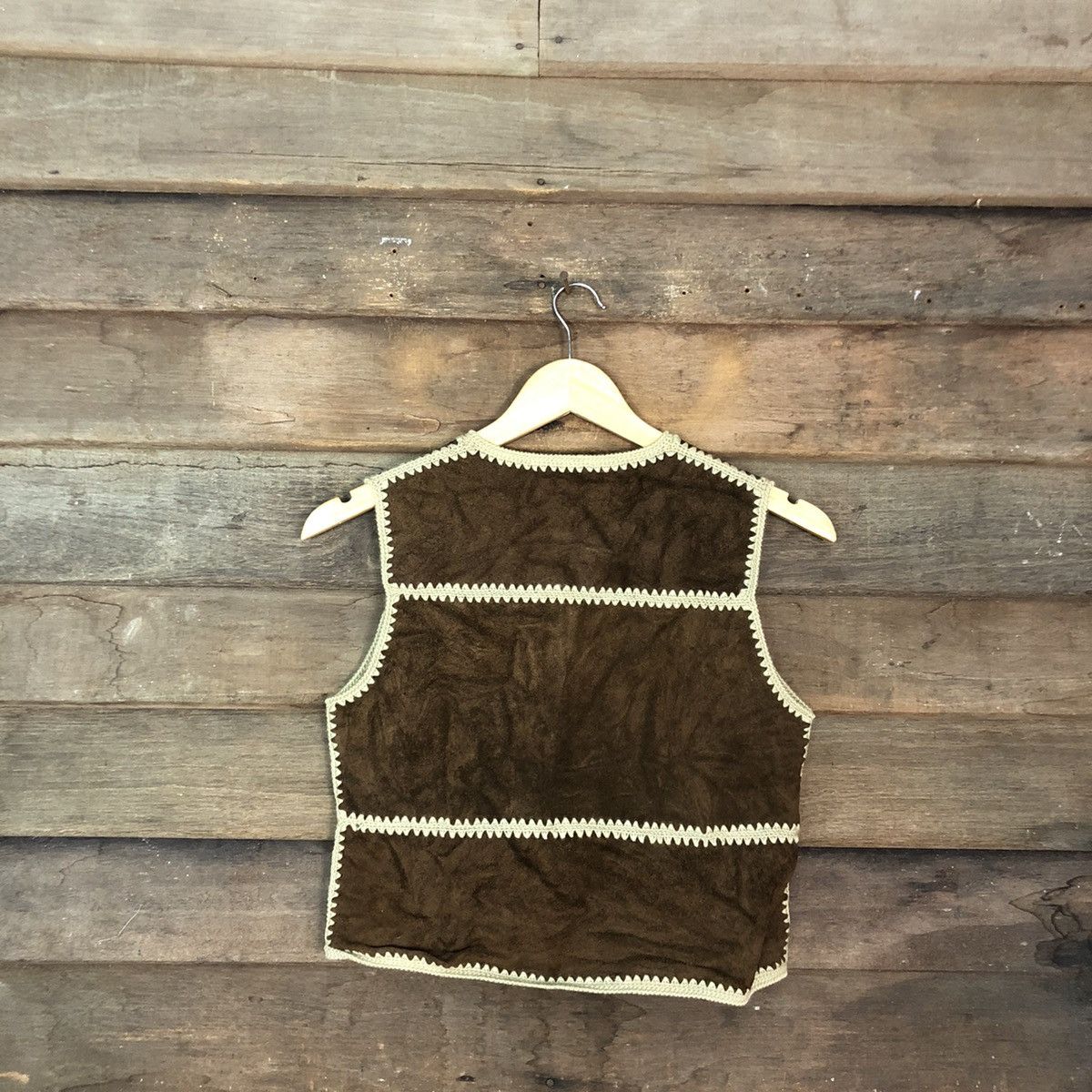 Handmade DLL Japan Brown patchwork Leather vest jacket #c1136 Size XS / US 0-2 / IT 36-38 - 8 Thumbnail