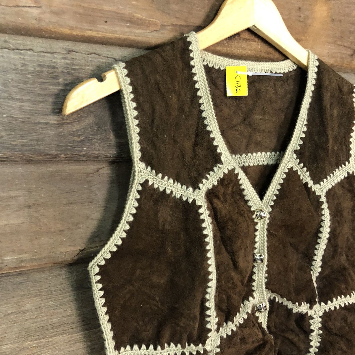 Handmade DLL Japan Brown patchwork Leather vest jacket #c1136 Size XS / US 0-2 / IT 36-38 - 5 Thumbnail