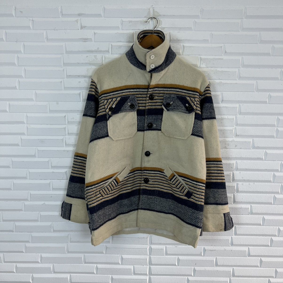 Japanese Brand VINTAGE WOOL JACKET JAPAN RARE DESIGN Size US M / EU 48-50 / 2 - 16 Thumbnail