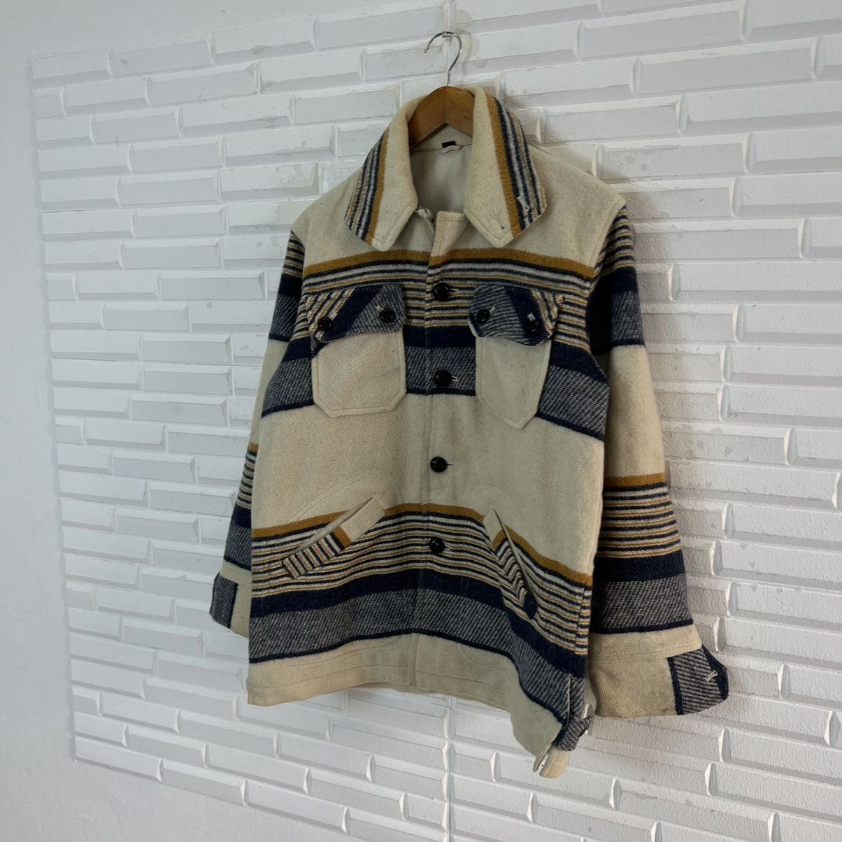 Japanese Brand VINTAGE WOOL JACKET JAPAN RARE DESIGN Size US M / EU 48-50 / 2 - 2 Thumbnail