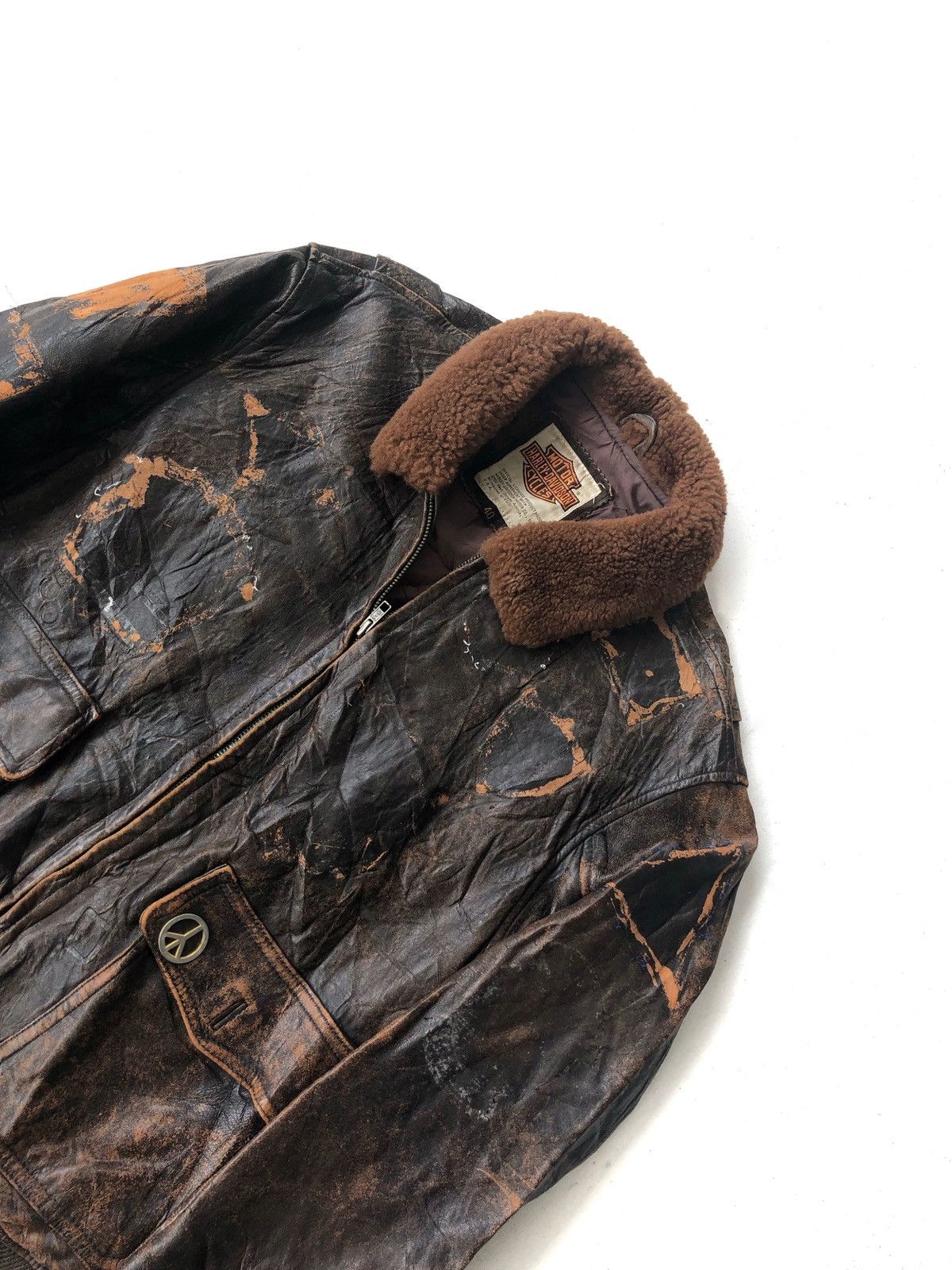 Harley Davidson Harley Davidson Cozy Fur Neck Leather Biker Jacket Size US M / EU 48-50 / 2 - 4 Thumbnail