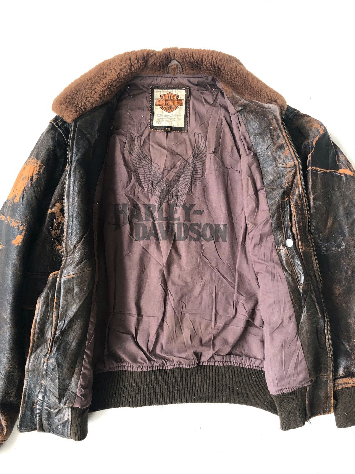 Harley Davidson Harley Davidson Cozy Fur Neck Leather Biker Jacket Size US M / EU 48-50 / 2 - 3 Thumbnail
