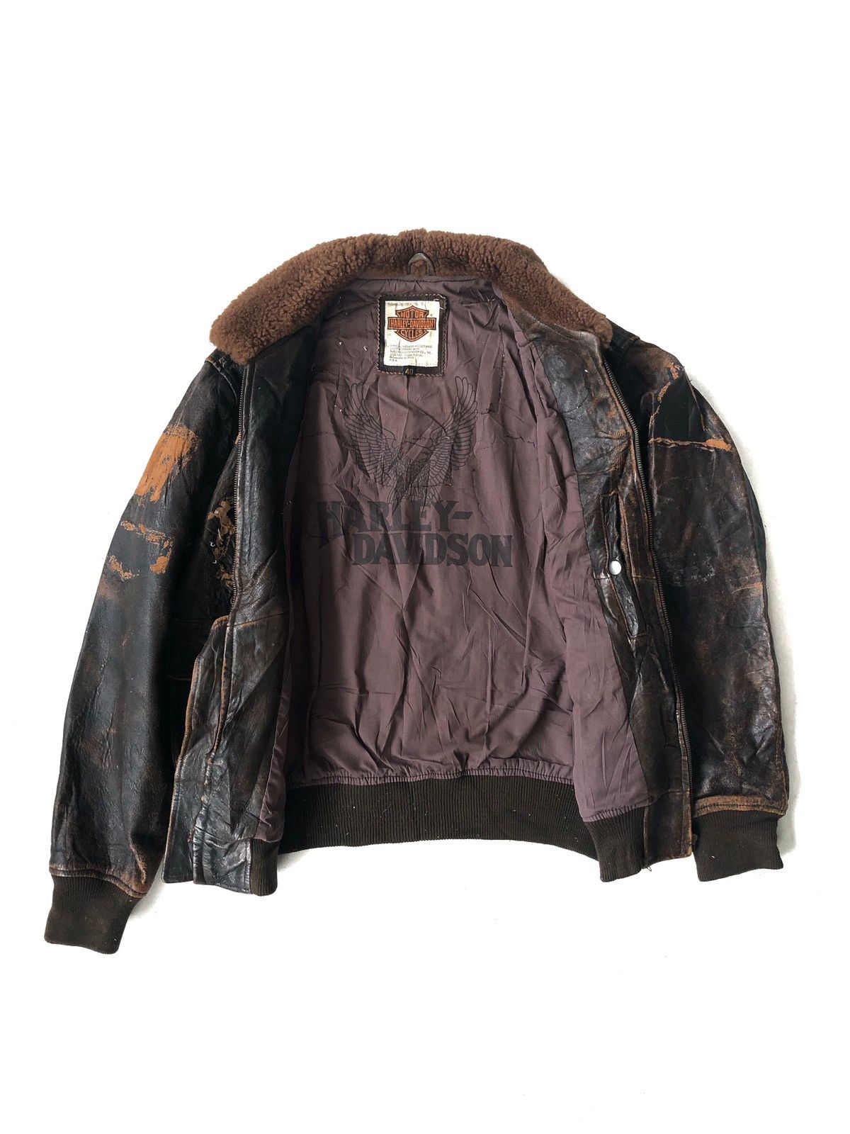 Harley Davidson Harley Davidson Cozy Fur Neck Leather Biker Jacket Size US M / EU 48-50 / 2 - 2 Thumbnail