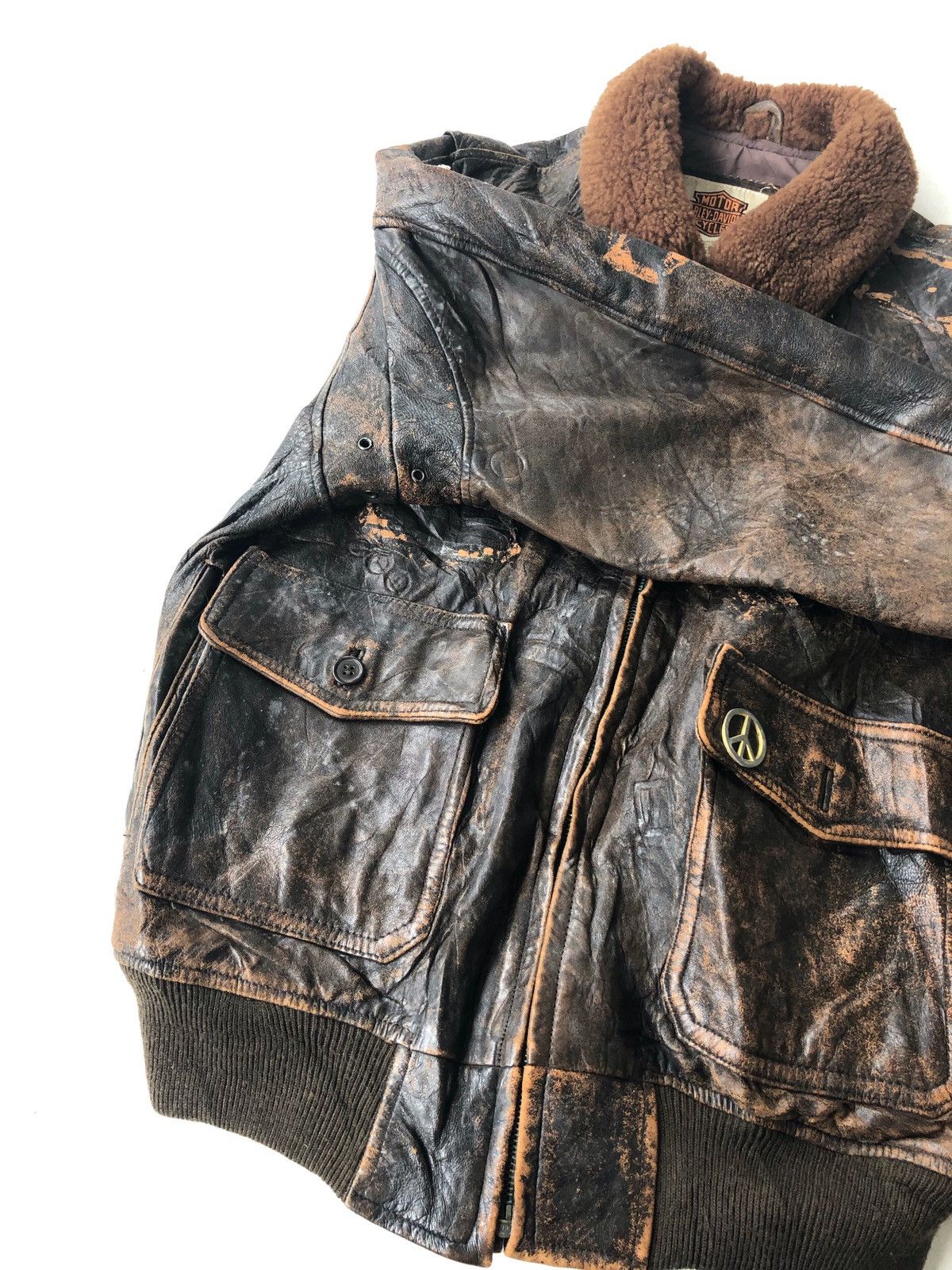 Harley Davidson Harley Davidson Cozy Fur Neck Leather Biker Jacket Size US M / EU 48-50 / 2 - 9 Thumbnail