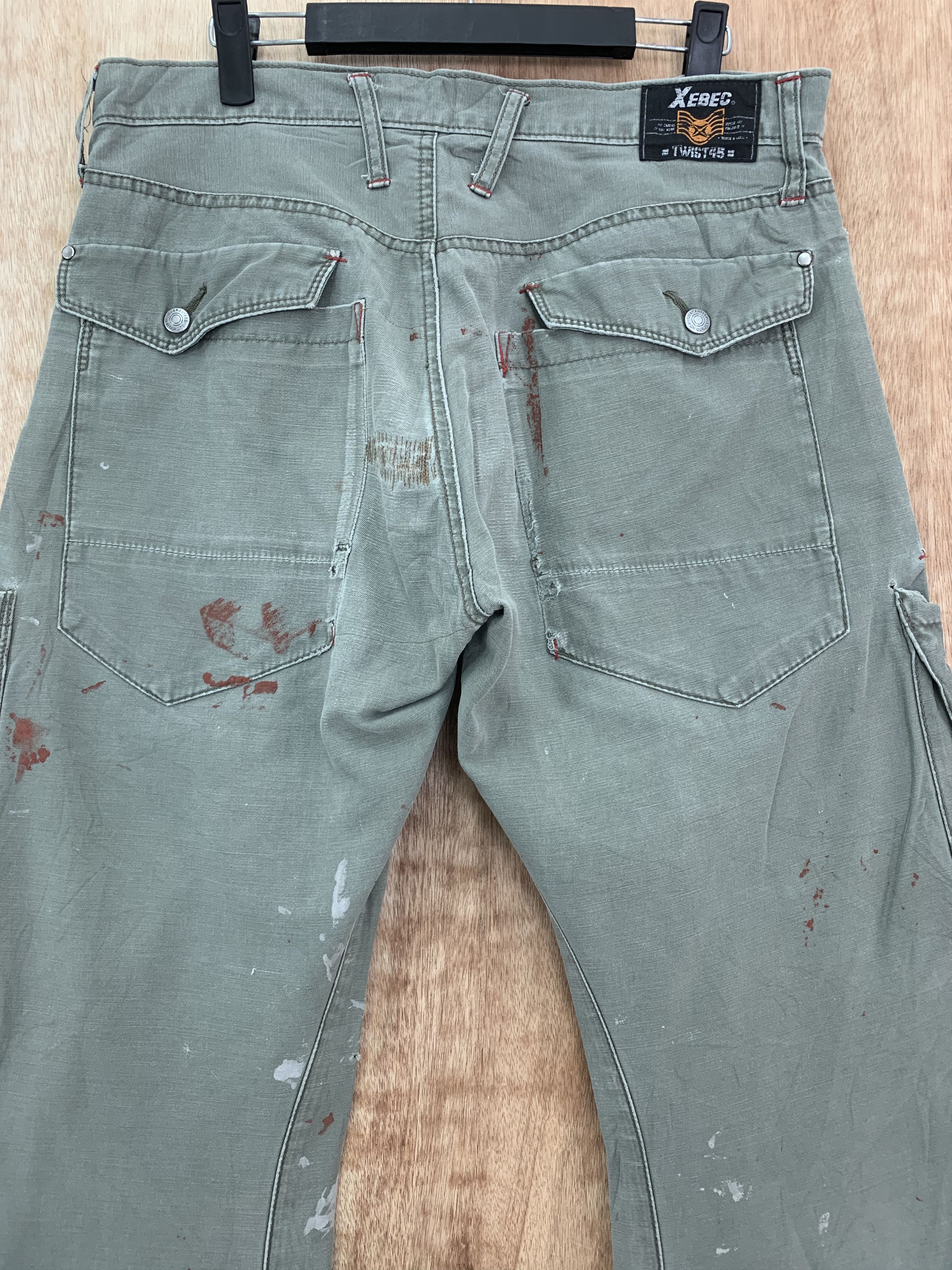 Japanese Brand Cargo Pants Xebec Twist Multipocket Painted Distressed Size US 32 / EU 48 - 13 Thumbnail