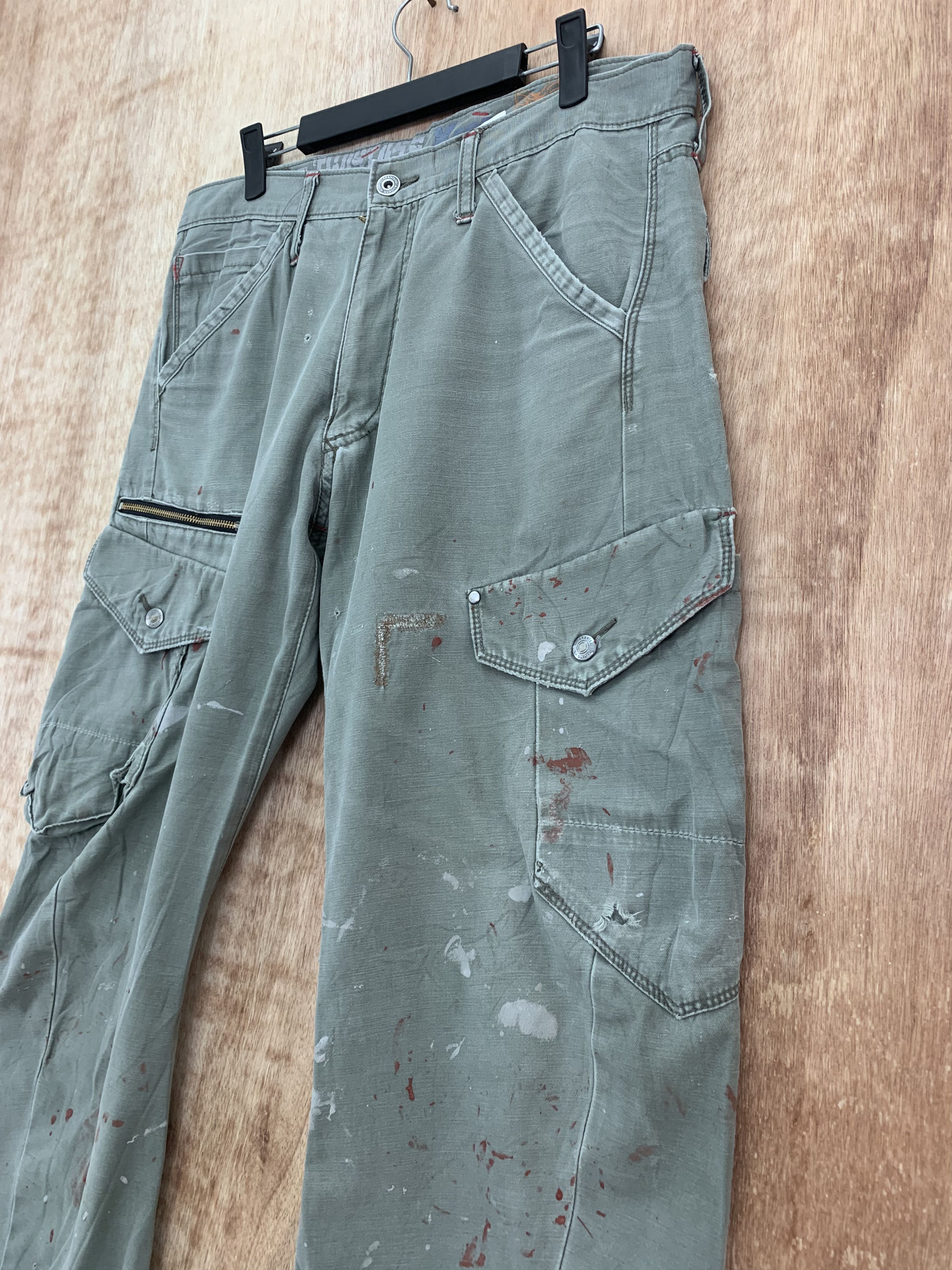 Japanese Brand Cargo Pants Xebec Twist Multipocket Painted Distressed Size US 32 / EU 48 - 5 Thumbnail