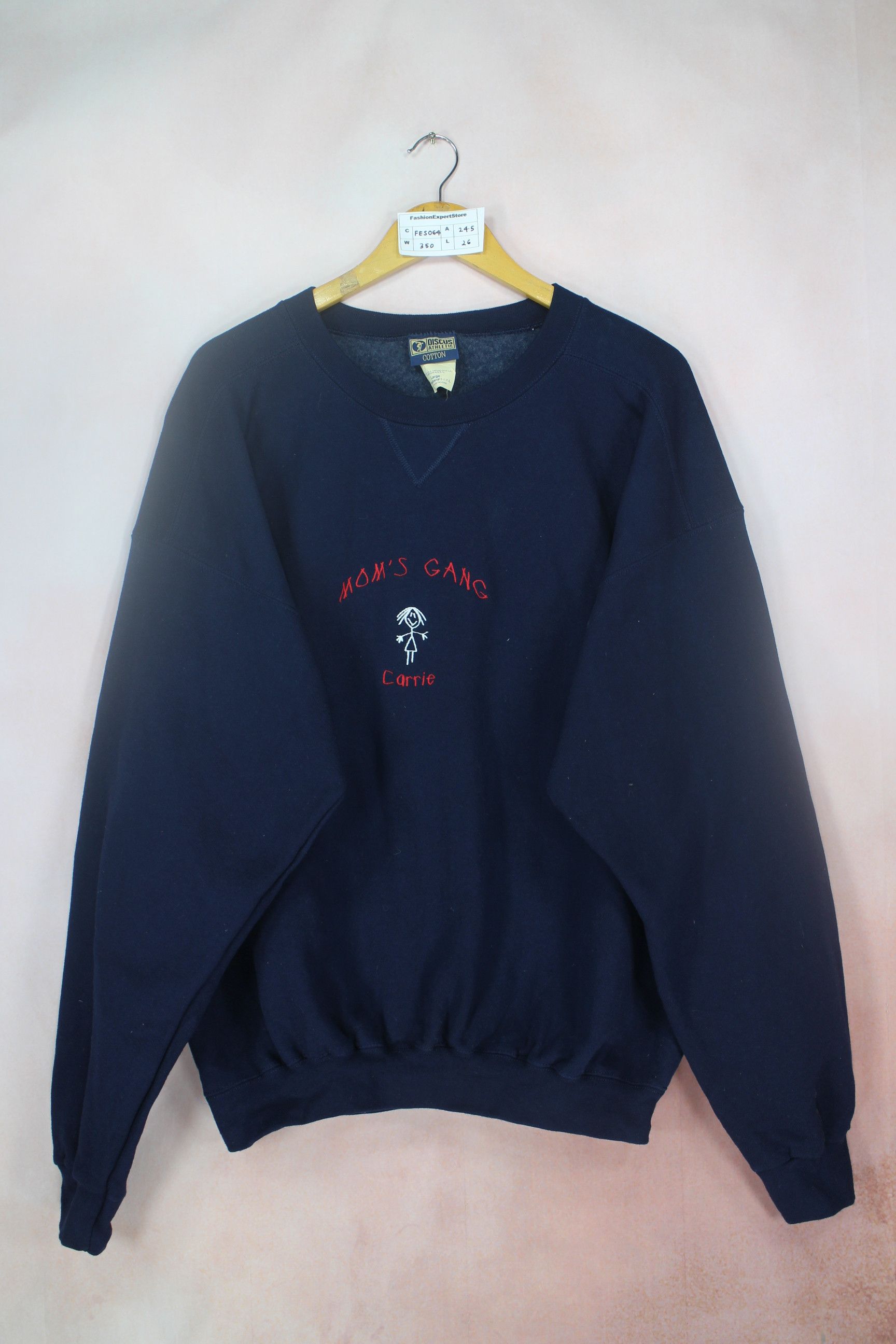 Vintage 80s Discus Athletic Navy Blue Blank Crewneck Raglan
