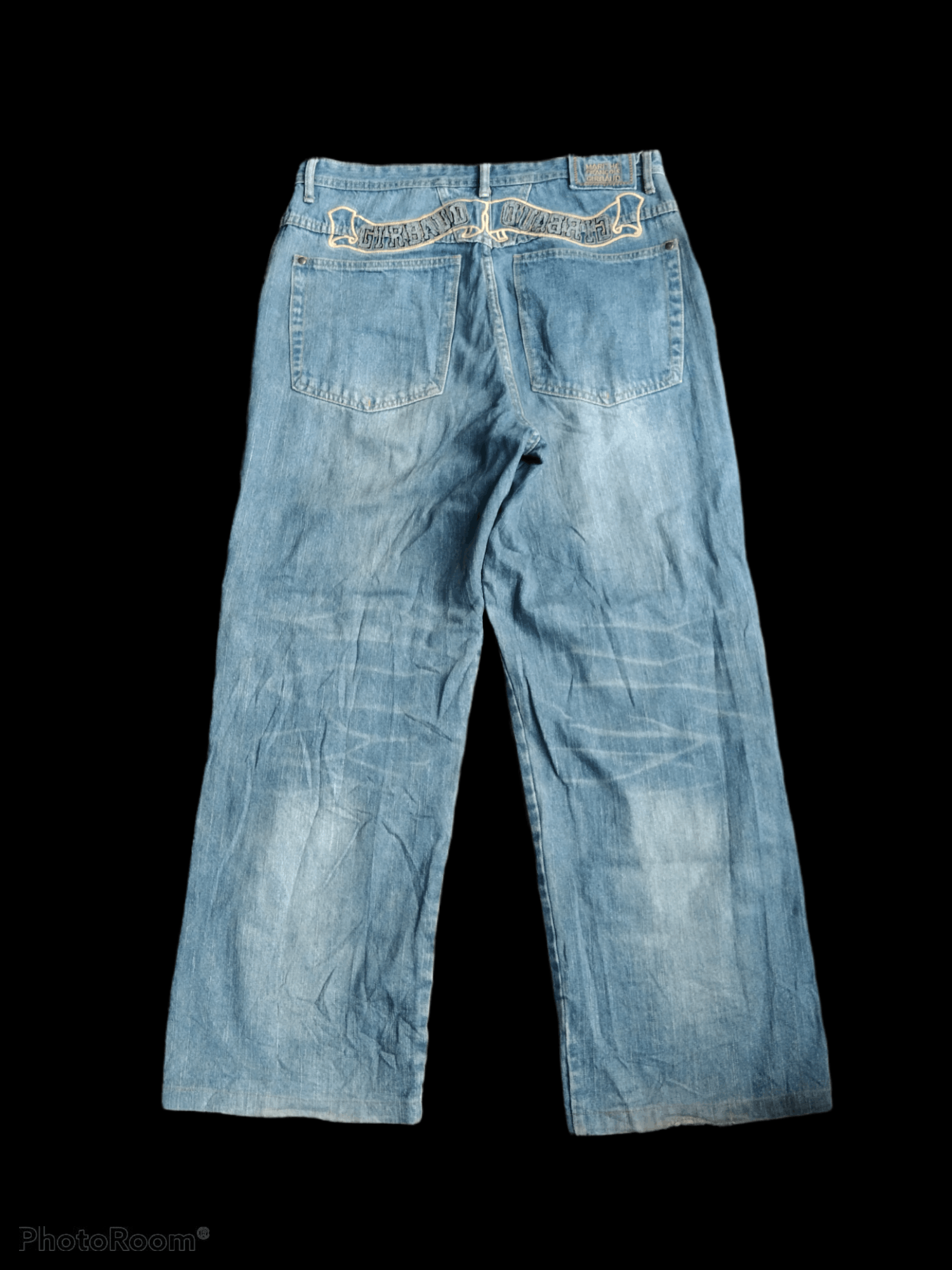 image of Avant Garde x Distressed Denim Baggy Marithe Francois Girbaud Denim Pants in Blue Distressed (Size 