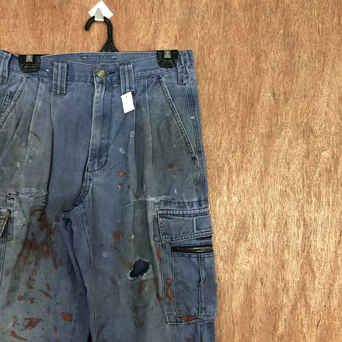 Japanese Brand DLL Grancisco Blue utility worn thrashed cargo Jeans #2119 Size US 28 / EU 44 - 5 Thumbnail