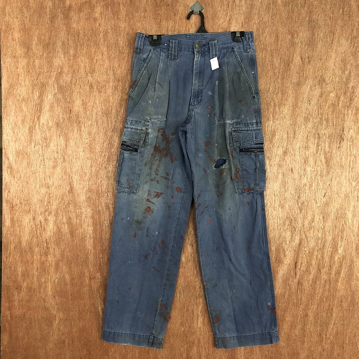 Japanese Brand DLL Grancisco Blue utility worn thrashed cargo Jeans #2119 Size US 28 / EU 44 - 1 Thumbnail