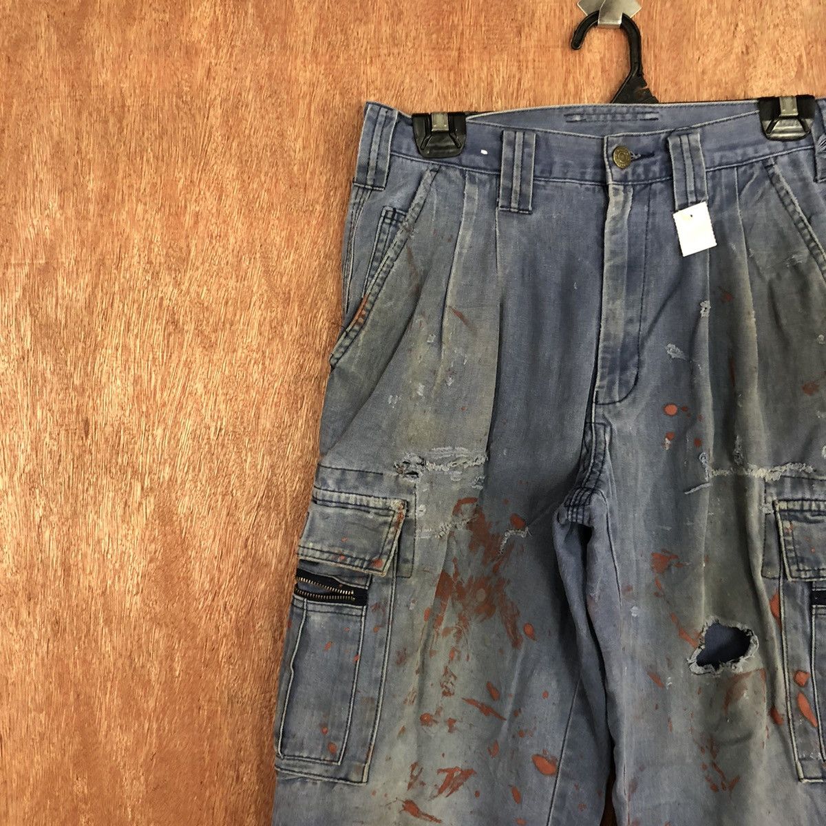 Japanese Brand DLL Grancisco Blue utility worn thrashed cargo Jeans #2119 Size US 28 / EU 44 - 6 Thumbnail
