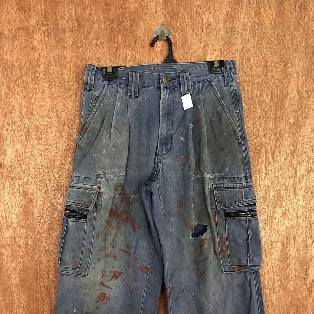 Japanese Brand DLL Grancisco Blue utility worn thrashed cargo Jeans #2119 Size US 28 / EU 44 - 2 Thumbnail