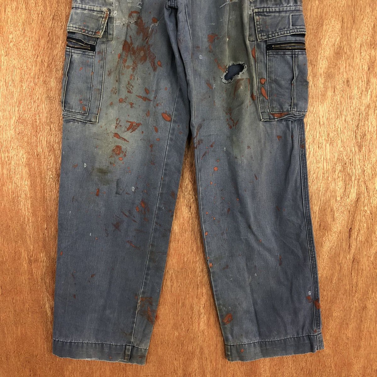 Japanese Brand DLL Grancisco Blue utility worn thrashed cargo Jeans #2119 Size US 28 / EU 44 - 3 Thumbnail