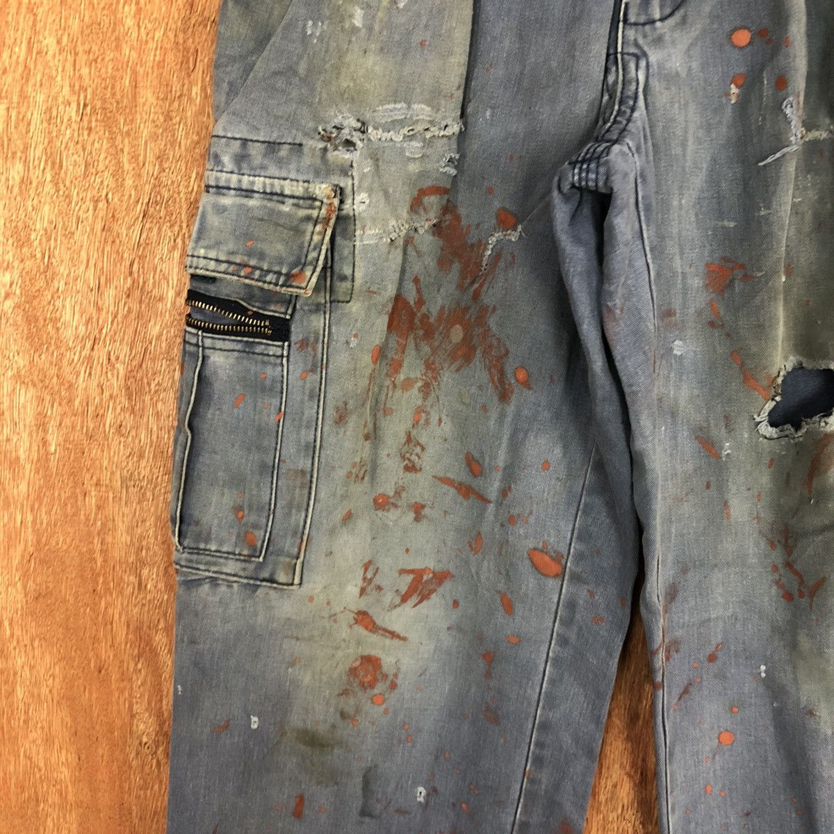 Japanese Brand DLL Grancisco Blue utility worn thrashed cargo Jeans #2119 Size US 28 / EU 44 - 8 Thumbnail