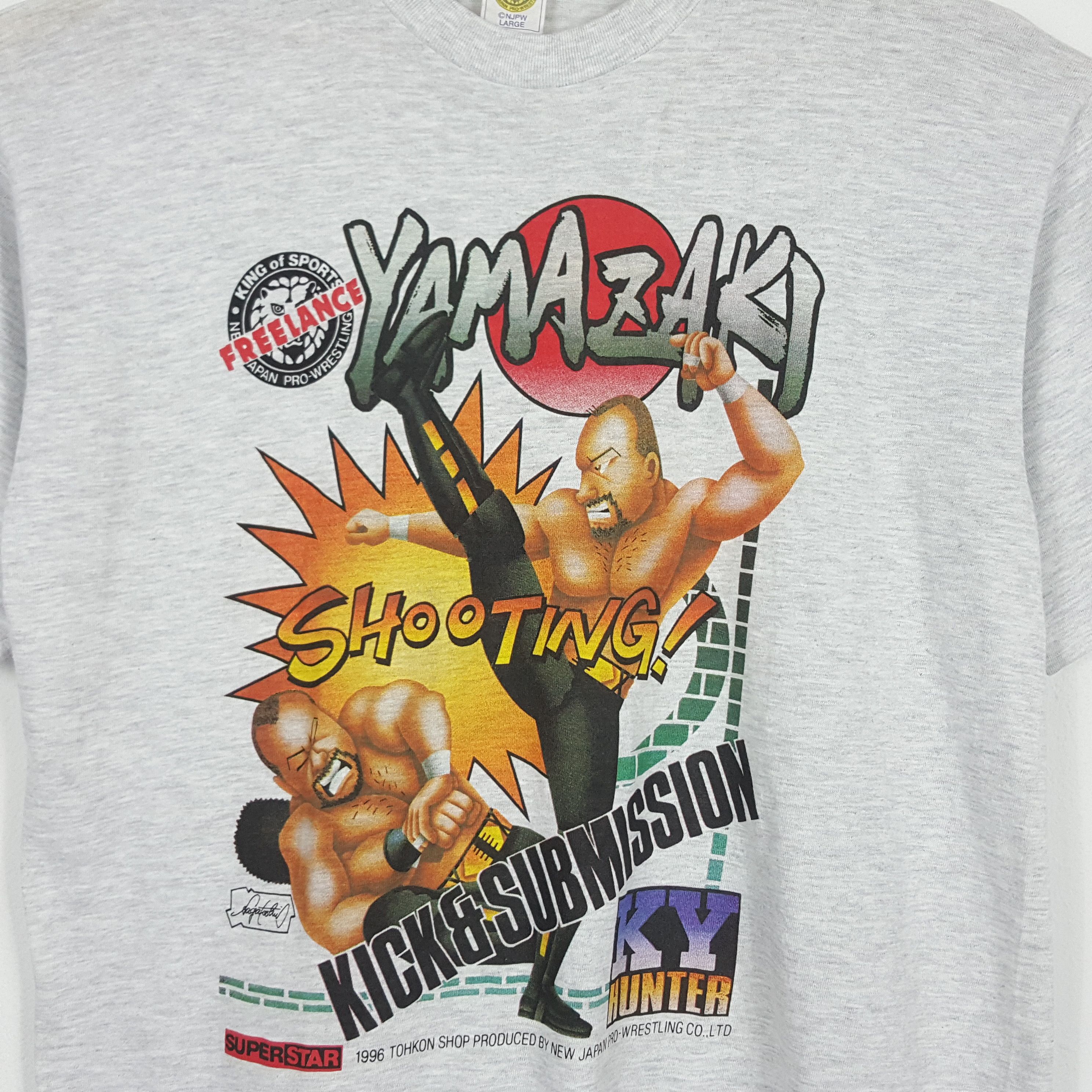Japanese Brand × Vintage × WWE Vintage 90's Japanese Wrestling Yamazaki Japan Star T-Shirt Size US L / EU 52-54 / 3 - 6 Thumbnail