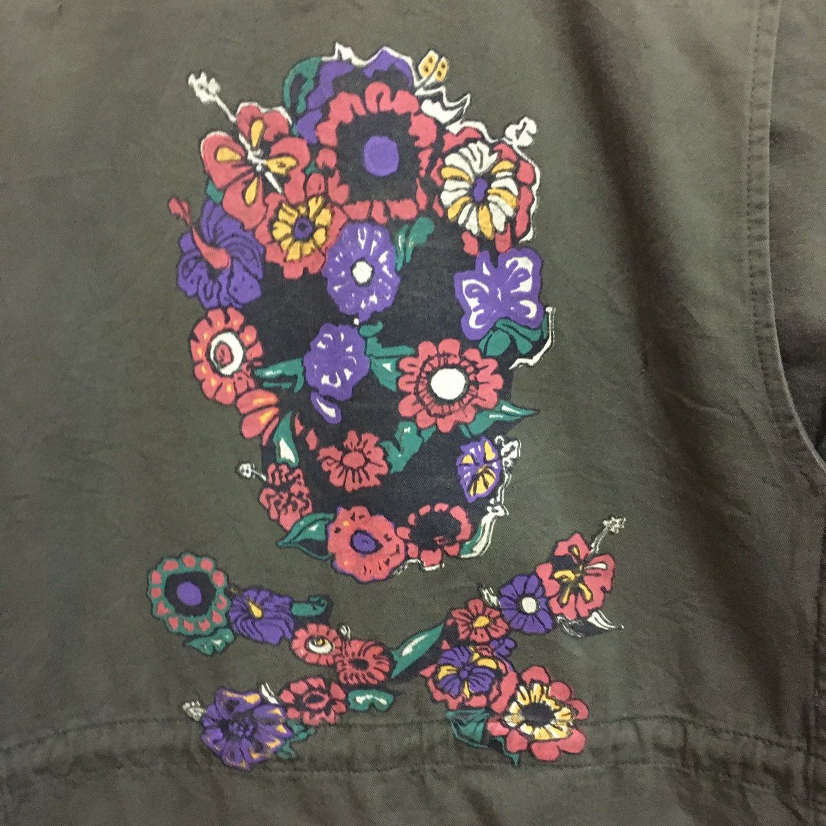 Vintage Vintage Denim Dungree Skull Flower Printed Military Jacket Size US M / EU 48-50 / 2 - 3 Thumbnail