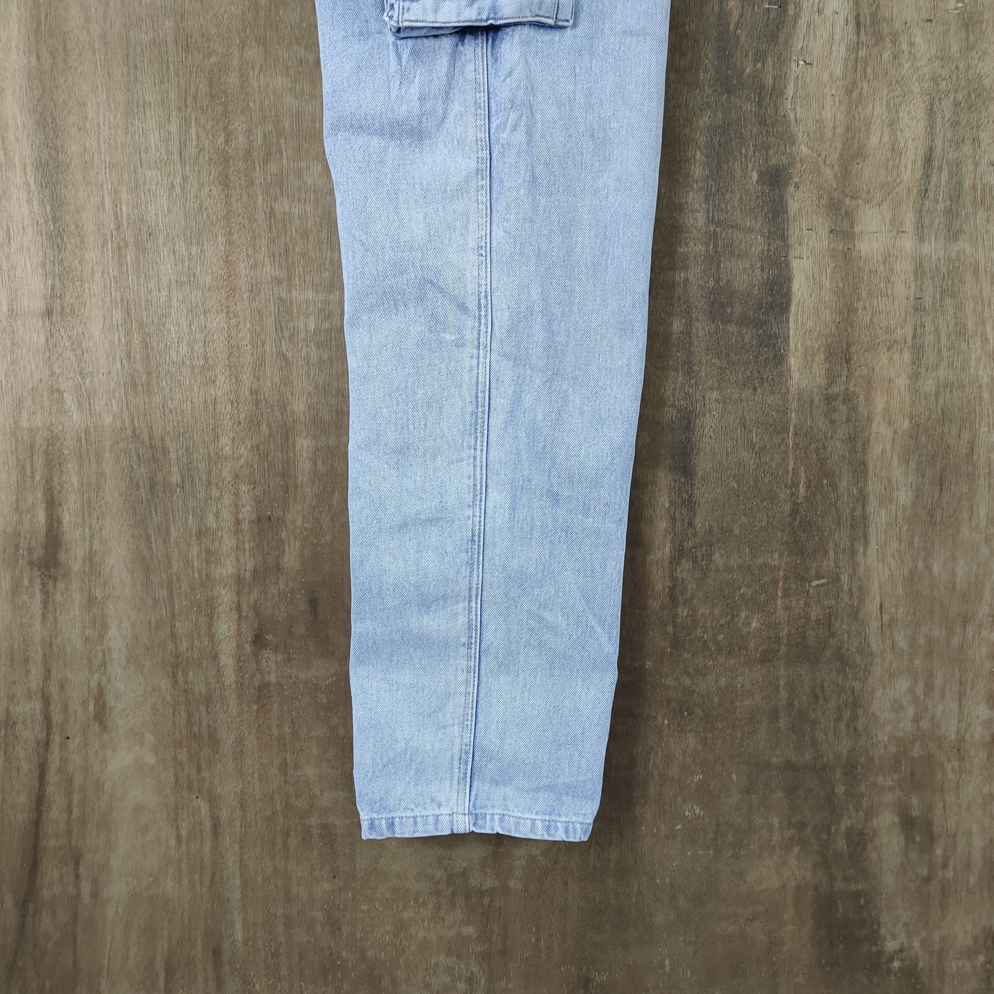 Japanese Brand × StraightFaded JAPANESE BRAND FADED LIGHT BLUE JEAN CARGO PANTS Size US 30 / EU 46 - 13 Thumbnail