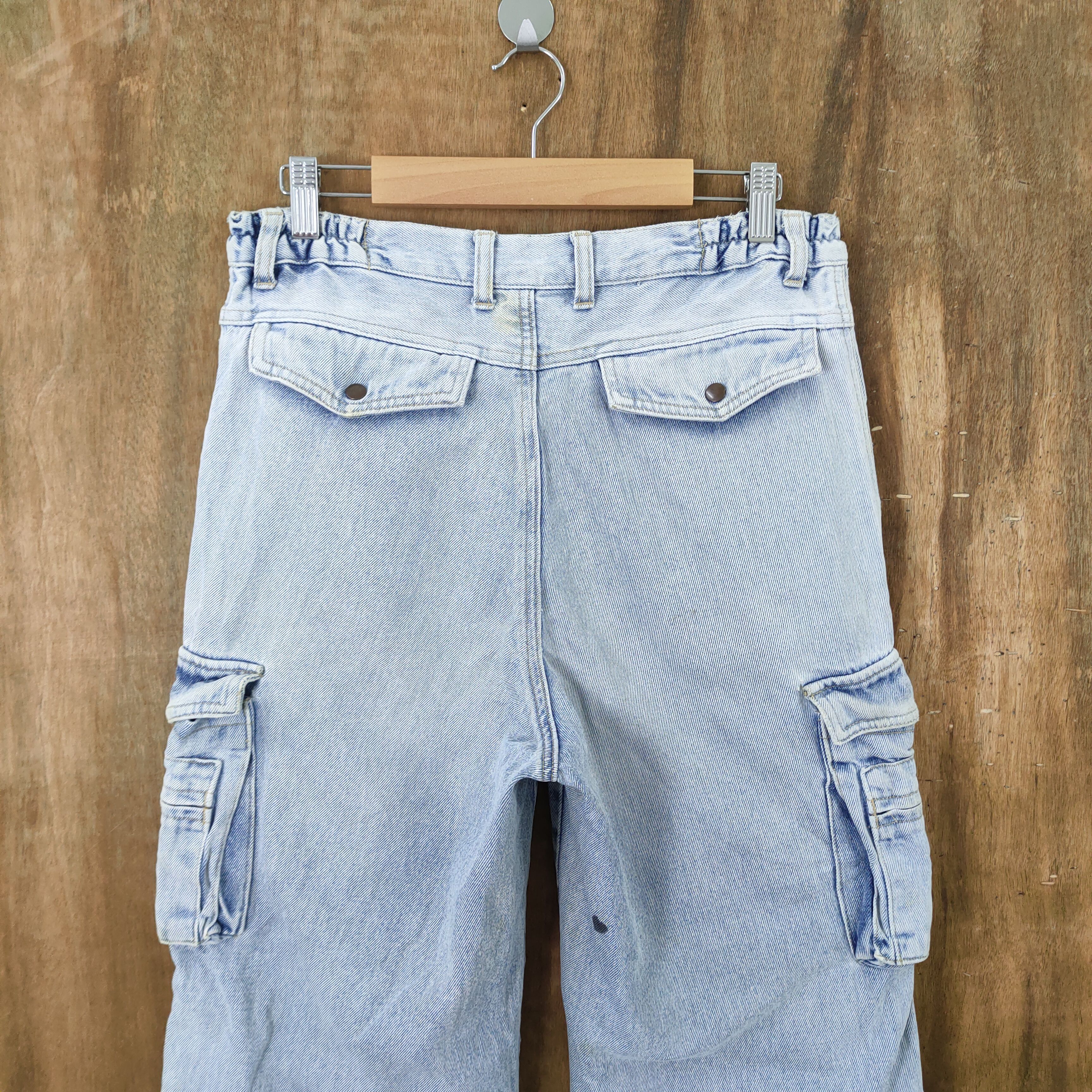 Japanese Brand × StraightFaded JAPANESE BRAND FADED LIGHT BLUE JEAN CARGO PANTS Size US 30 / EU 46 - 7 Thumbnail