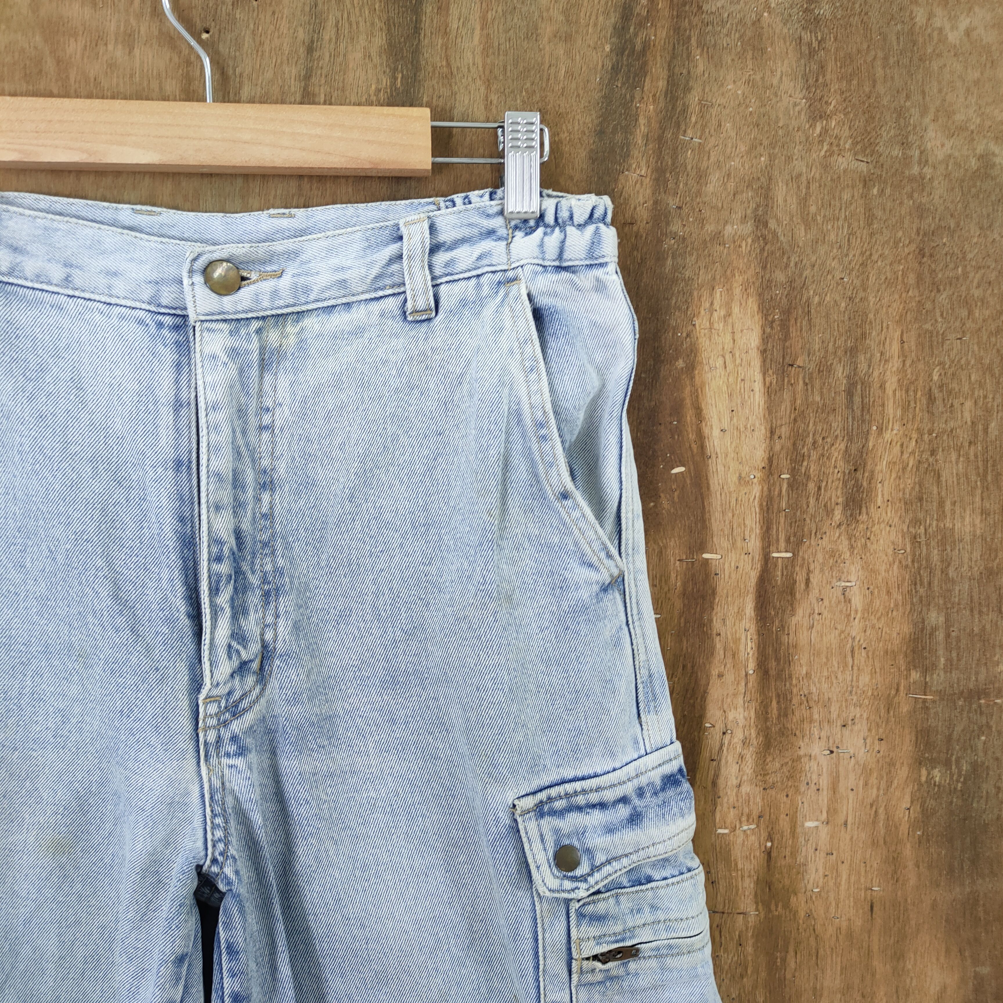 Japanese Brand × StraightFaded JAPANESE BRAND FADED LIGHT BLUE JEAN CARGO PANTS Size US 30 / EU 46 - 9 Thumbnail