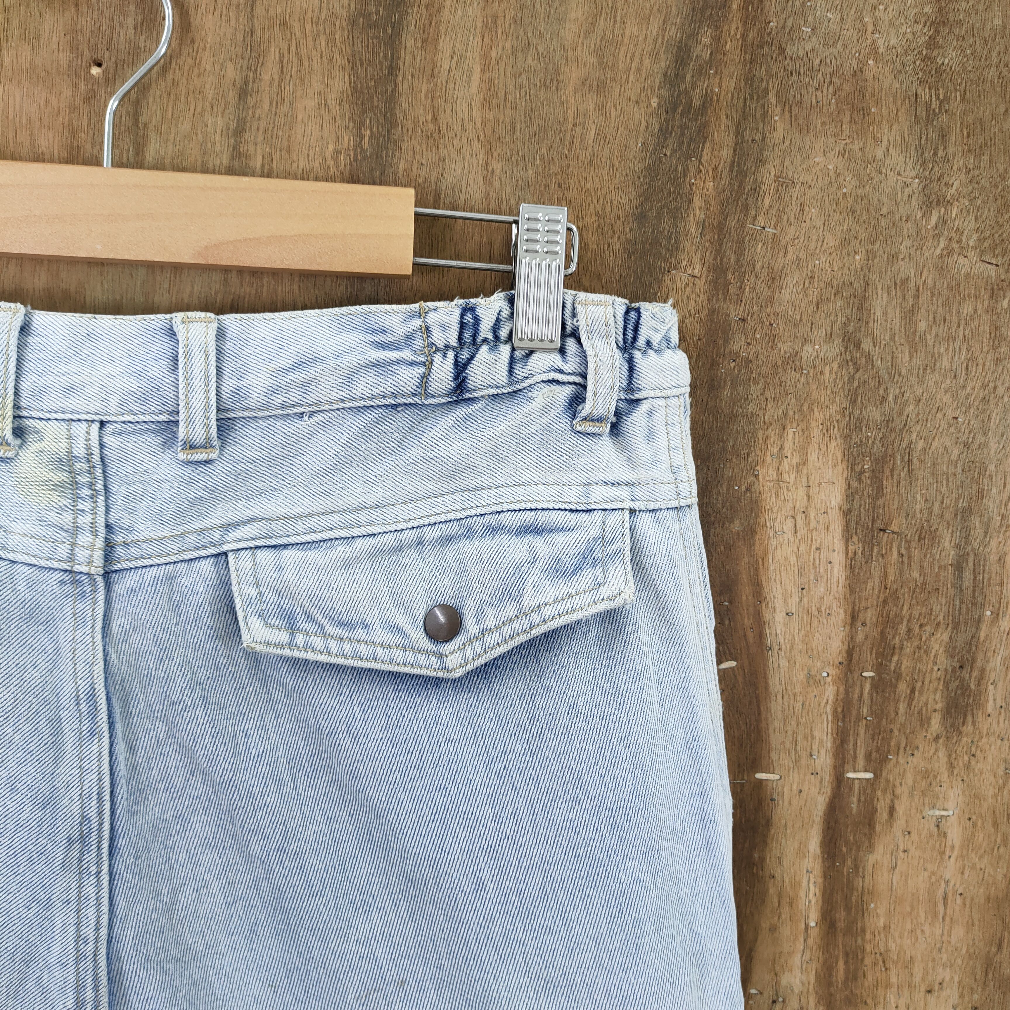 Japanese Brand × StraightFaded JAPANESE BRAND FADED LIGHT BLUE JEAN CARGO PANTS Size US 30 / EU 46 - 11 Thumbnail