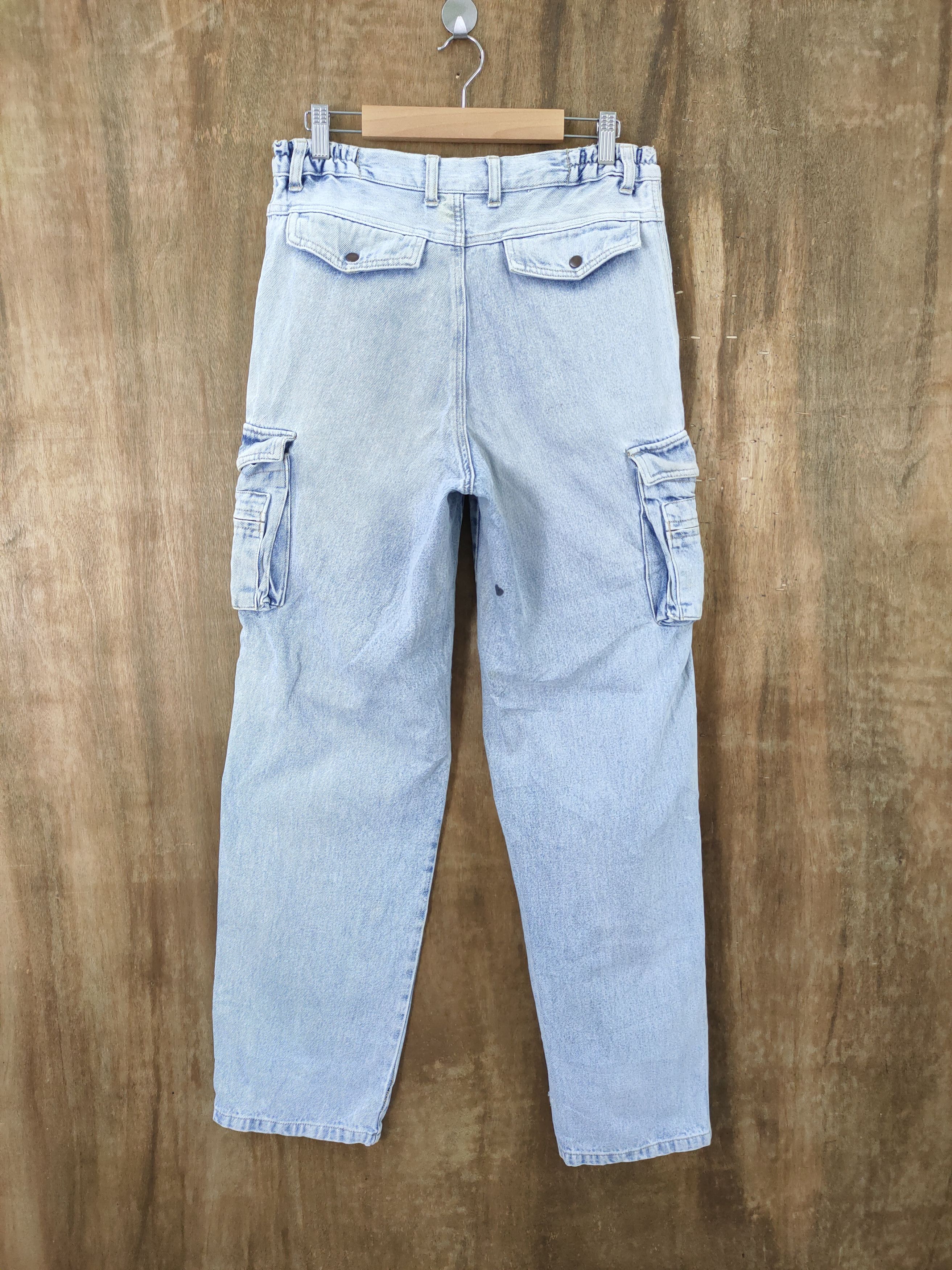Japanese Brand × StraightFaded JAPANESE BRAND FADED LIGHT BLUE JEAN CARGO PANTS Size US 30 / EU 46 - 3 Thumbnail
