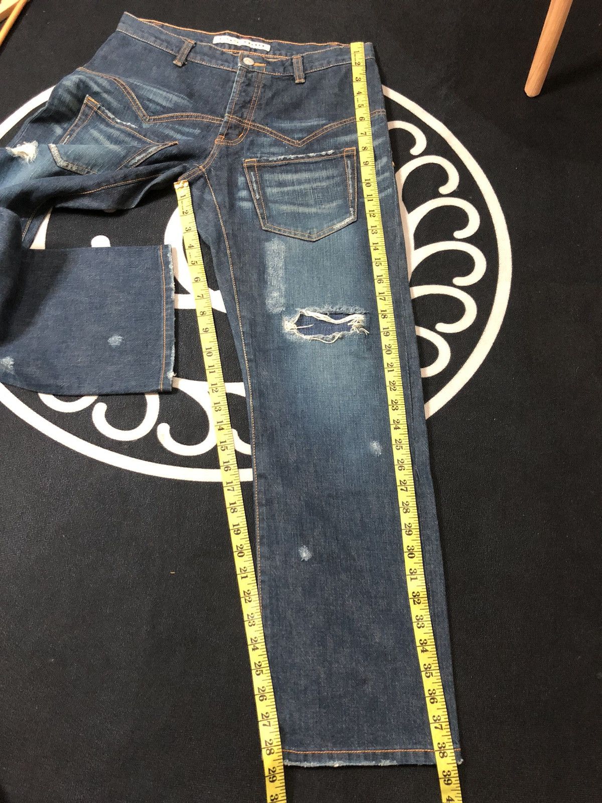 Issey Miyake RARE🔥SUNAOKUWAHARA I.S ISSEY MIYAKE DESIGNER DISTRESED DENIM Size US 30 / EU 46 - 14 Thumbnail