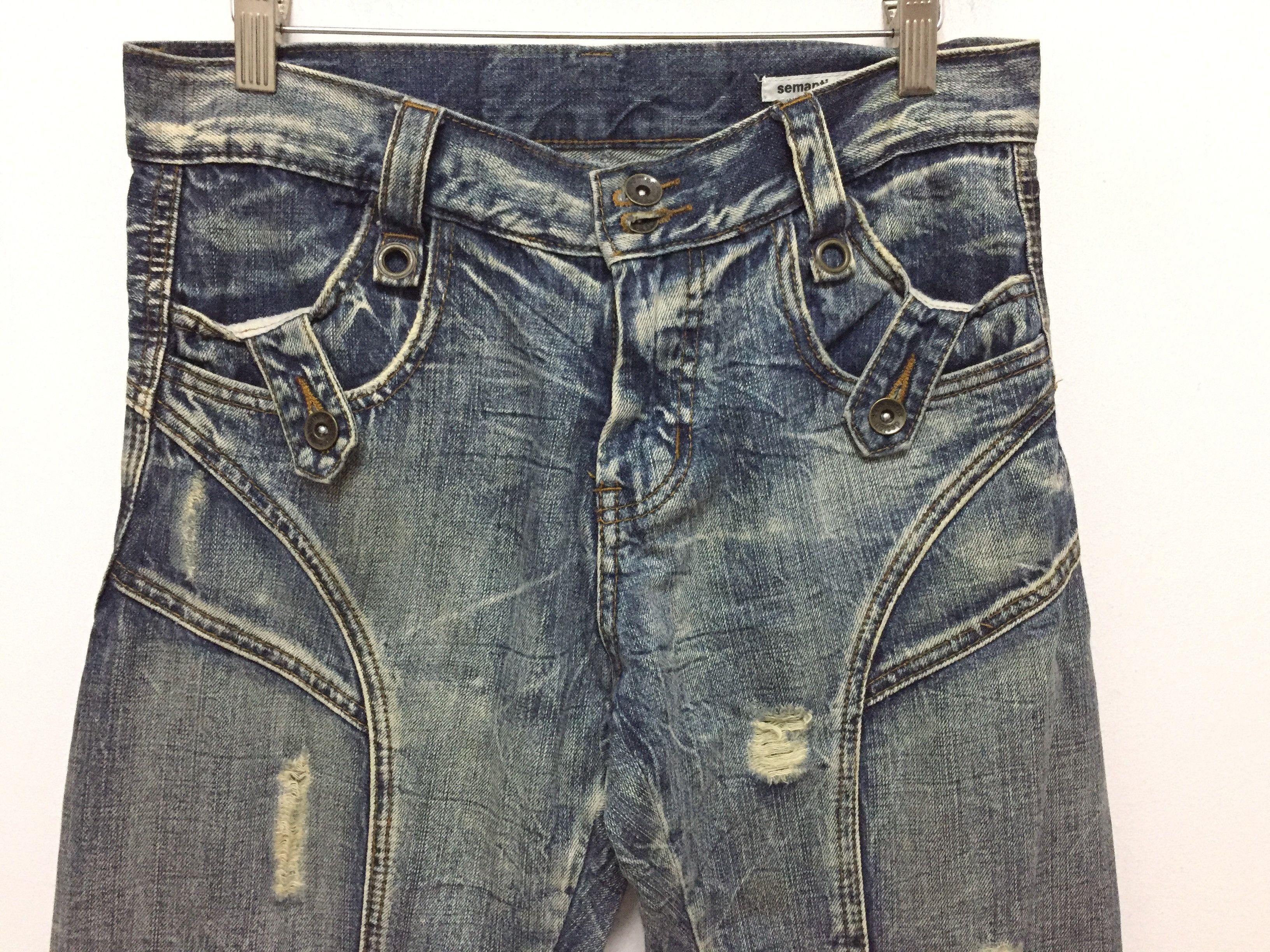 Tornado Mart SEMANTIC DESIGN flare Paneled rider Distressed denim Size US 29 - 3 Thumbnail