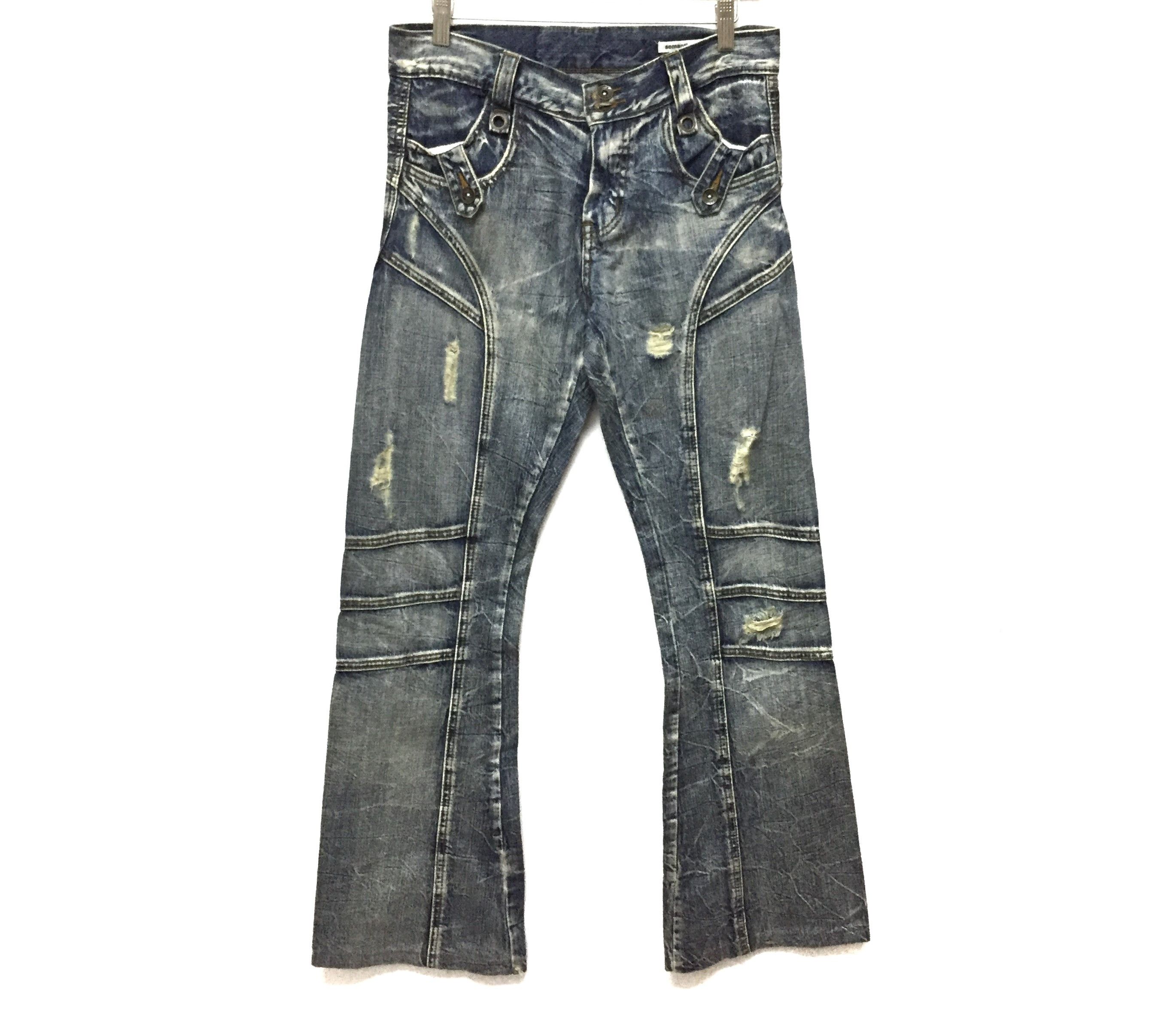 Tornado Mart SEMANTIC DESIGN flare Paneled rider Distressed denim Size US 29 - 2 Thumbnail