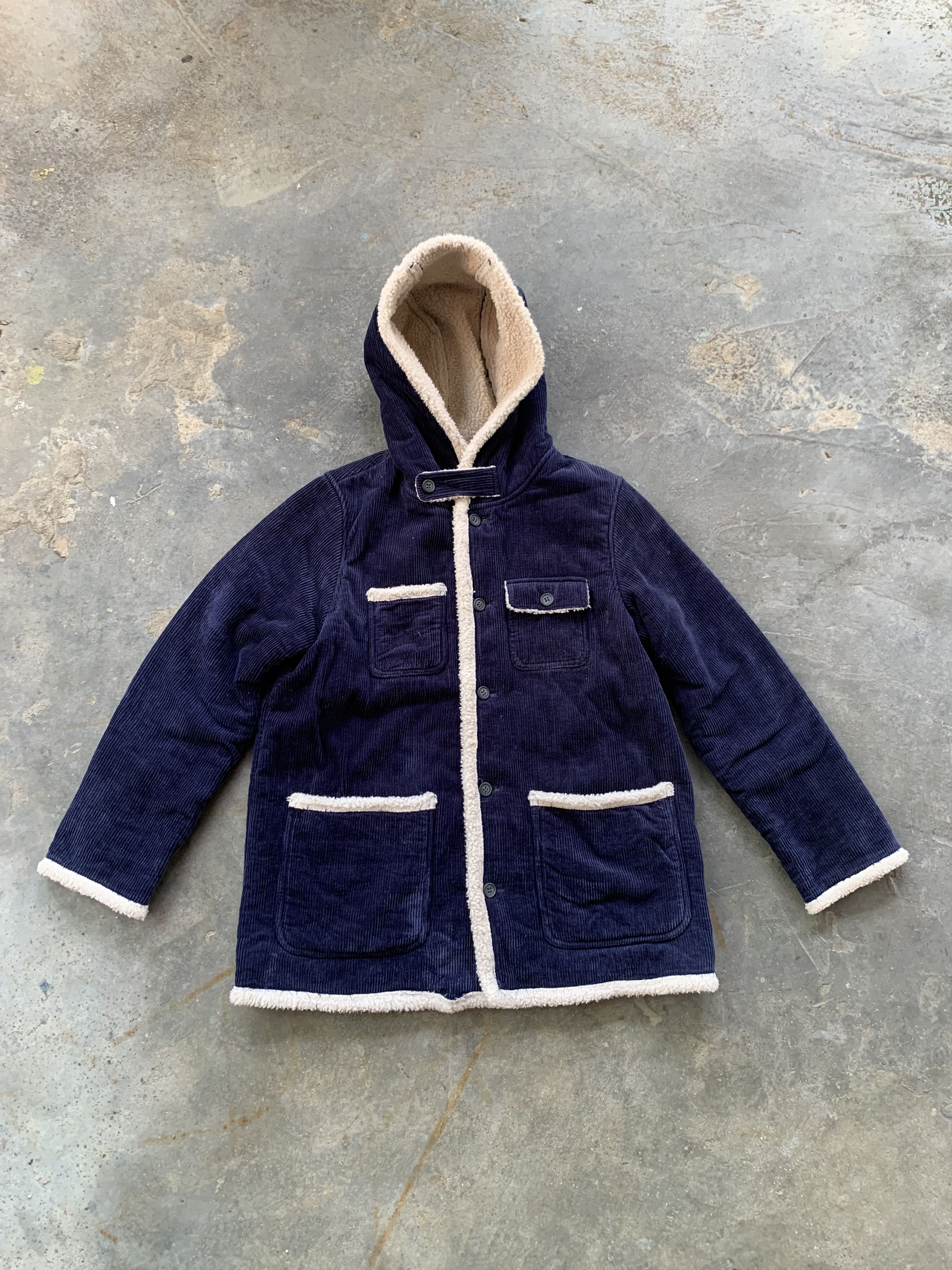 image of Vintage Power Plant Corduroy Sherpa Jacket in Dark Blue, Men's (Size Medium)