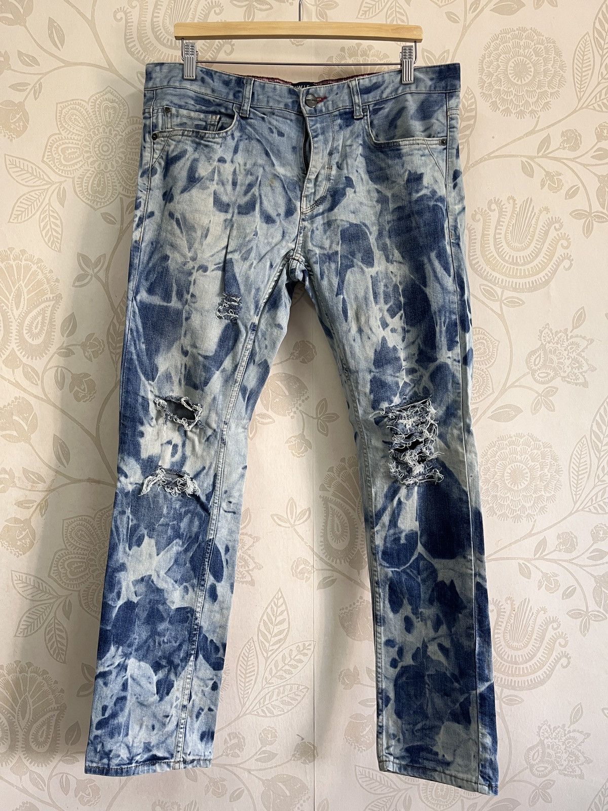 Matsuda Acid Wash LCW Jeans Street Fashion Slim Cut Distressed Size US 34 / EU 50 - 21 Thumbnail