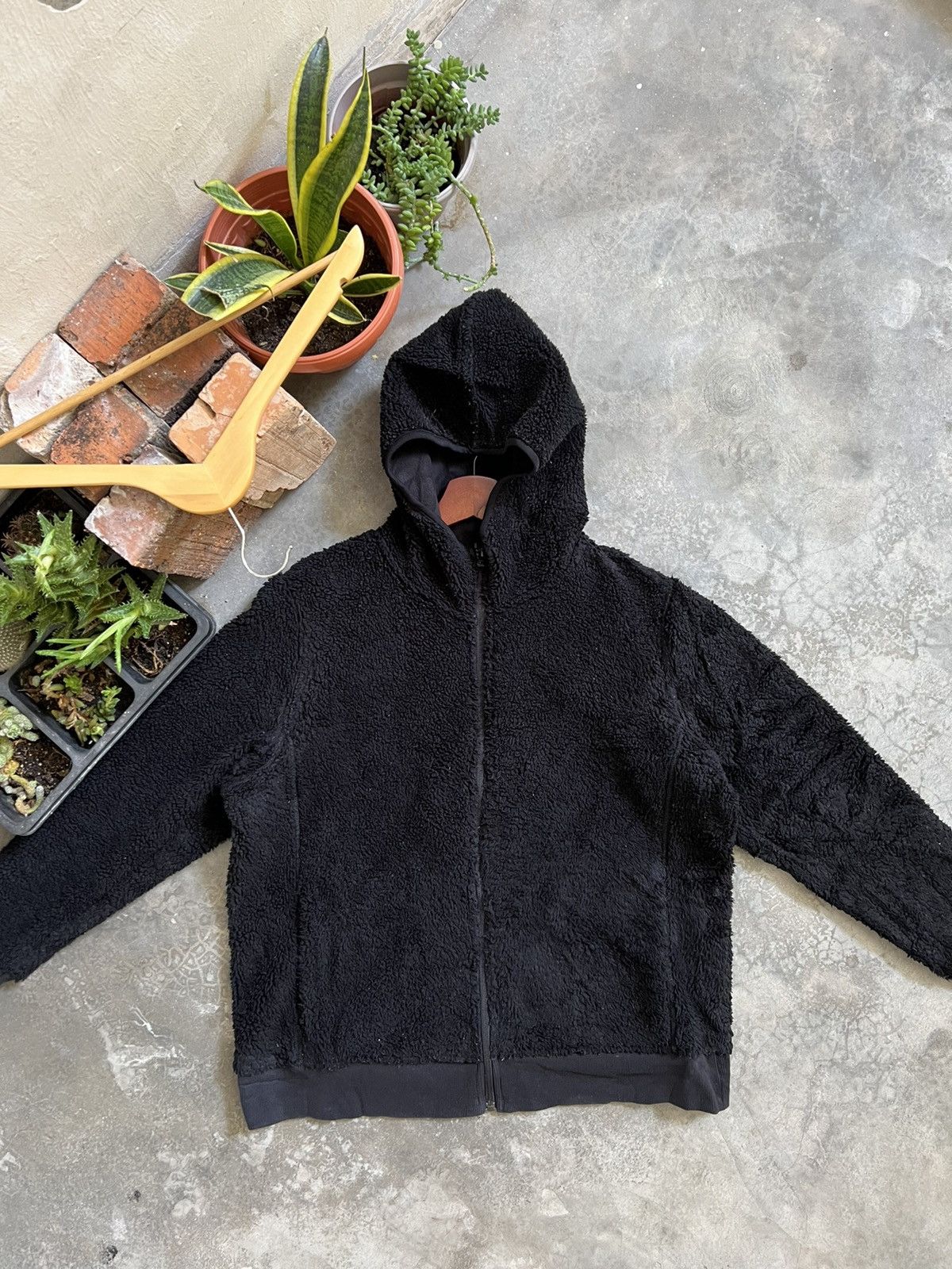 Japanese Brand × Uniqlo × Vintage VINTAGE🖤Uniqlo Deep Pile Sherpa Black Jacket With Hoodie Size US XXL / EU 58 / 5 - 17 Thumbnail