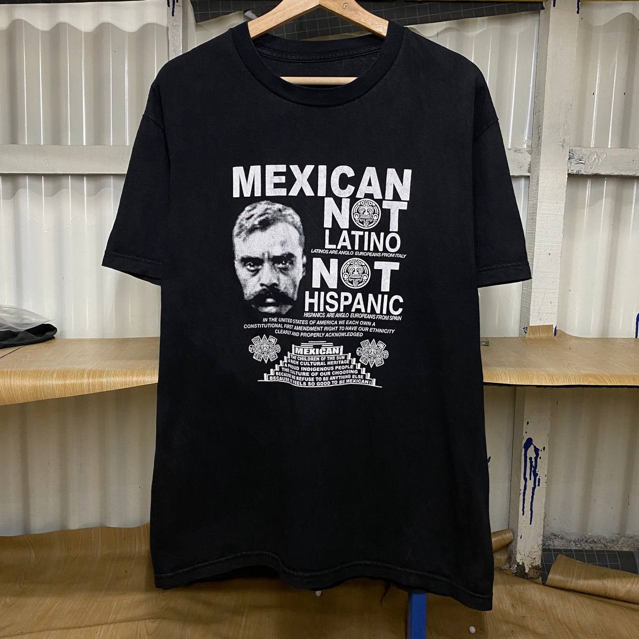 image of Band Tees x Vintage Thrashed I Am Mexican Emiliano Zapata Tee in Black, Men's (Size Large)