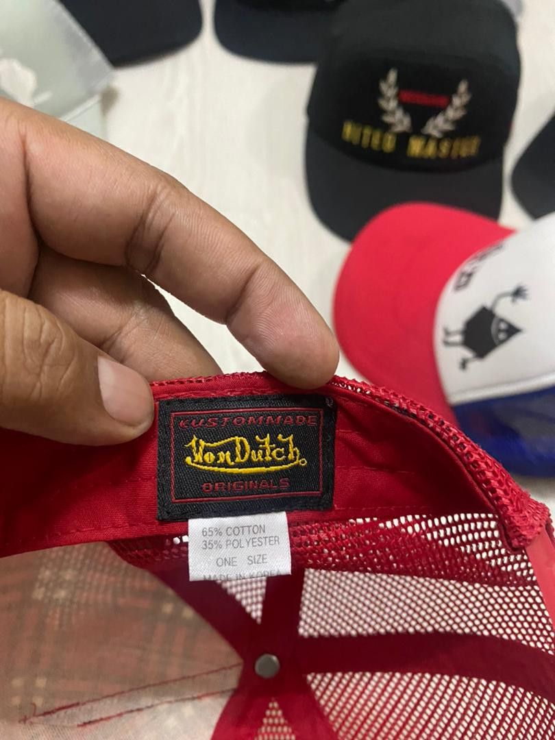 Vintage 💥 Von dutch Cassquette Avec Filet Scotland Red Trucker hat Size ONE SIZE - 3 Thumbnail