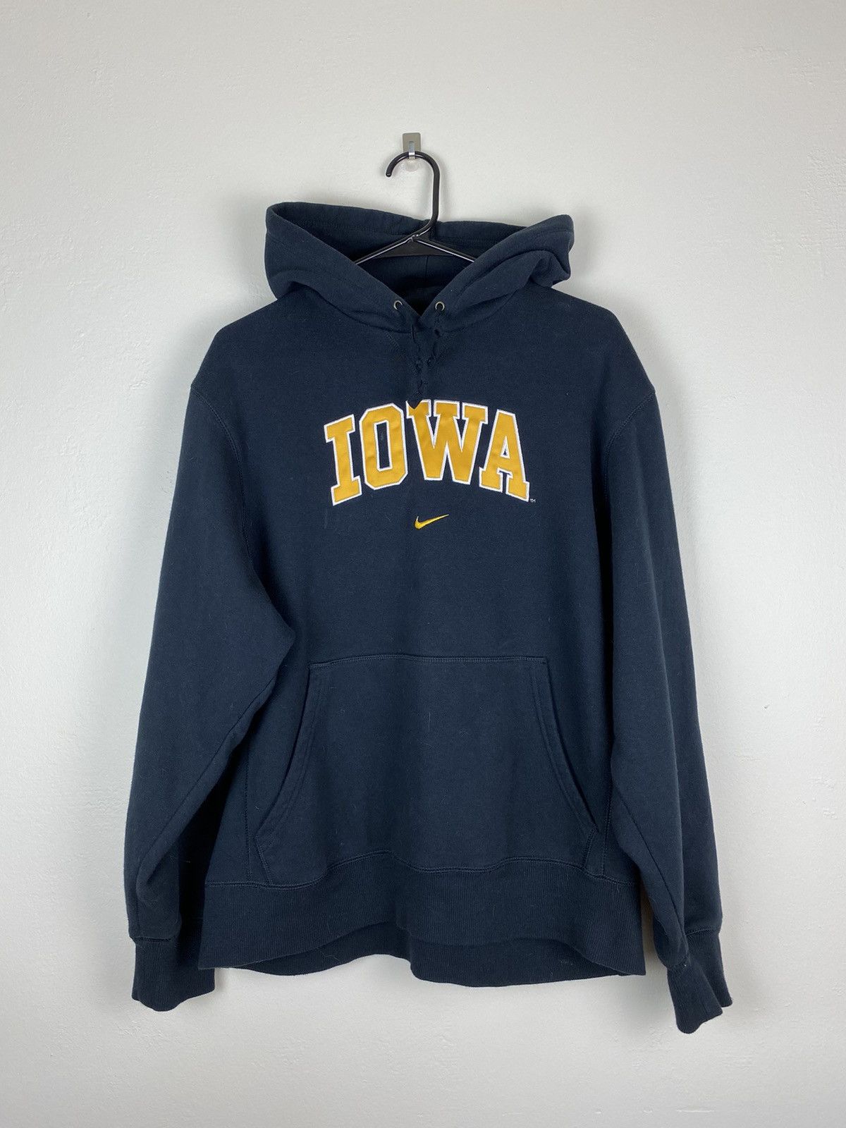 image of Black Nike Center Swoosh Iowa Hoodie Sweatshirt College, Men's (Size Medium)
