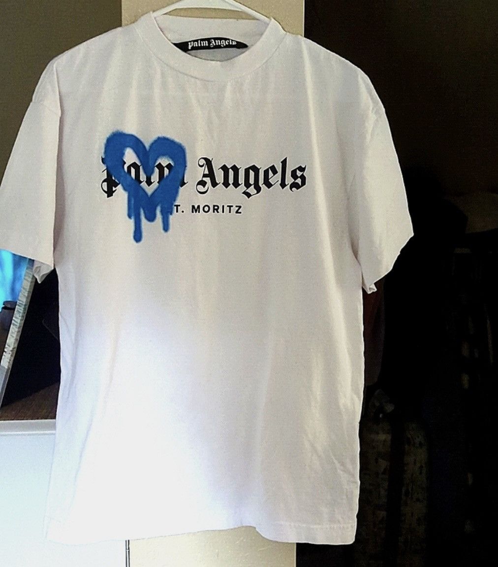 Palm Angels: White & Purple St. Moritz Sprayed T-Shirt