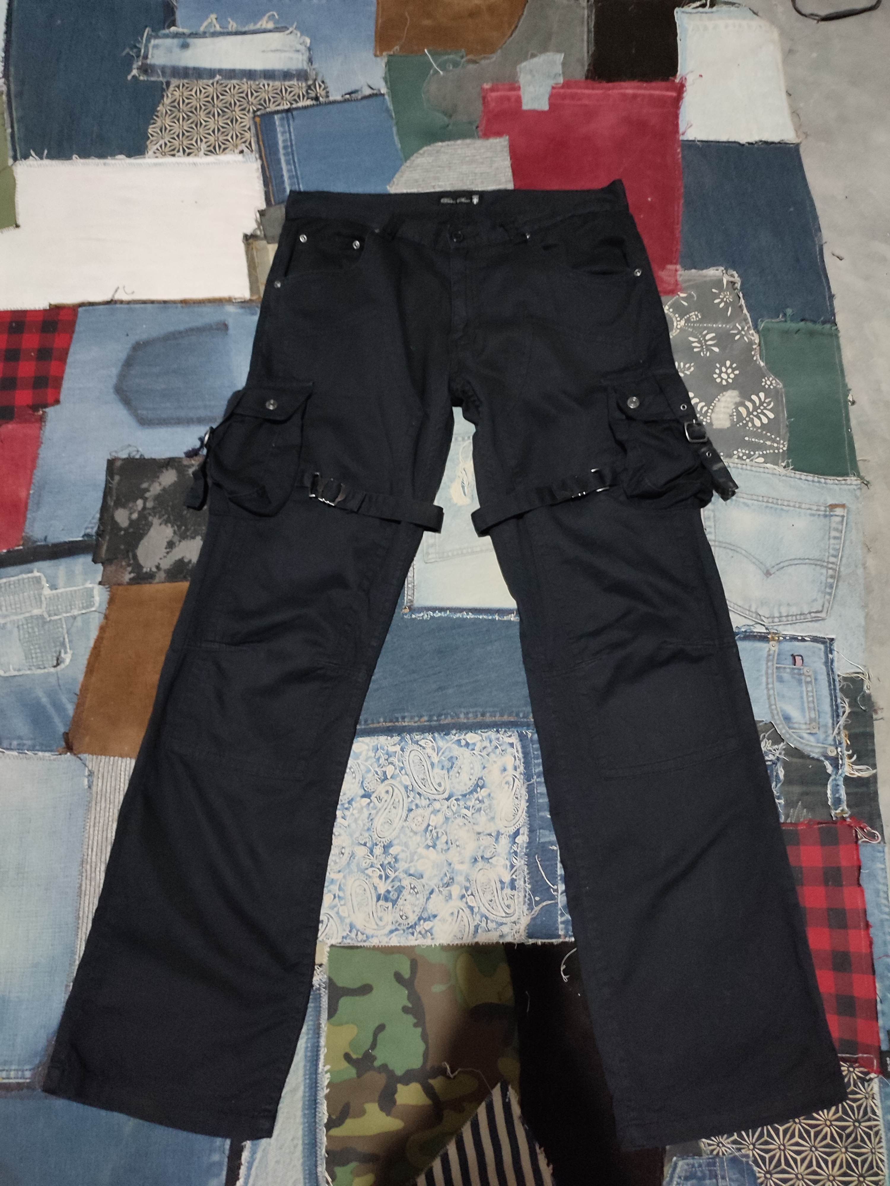 image of Avant Garde Bike Star Japan Punk Bondage Cargo Nice Double Knee Pants in Black, Men's (Size 33)