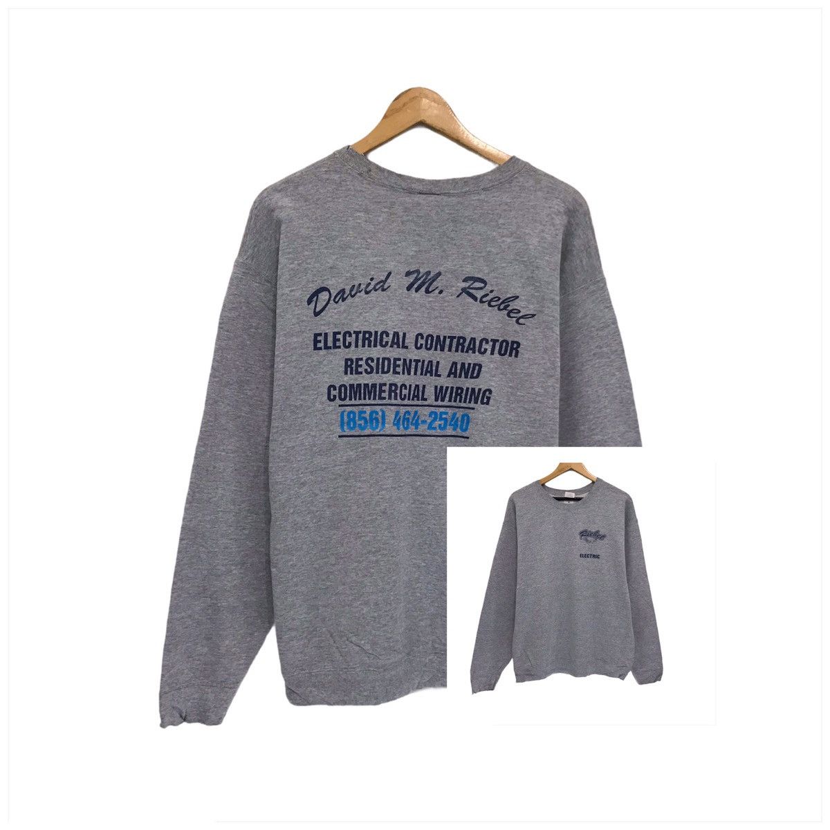 Fruit Of The Loom × Vintage Vintage Electrical Contractor Sweatshirt Riebel Electric Size US M / EU 48-50 / 2 - 1 Thumbnail