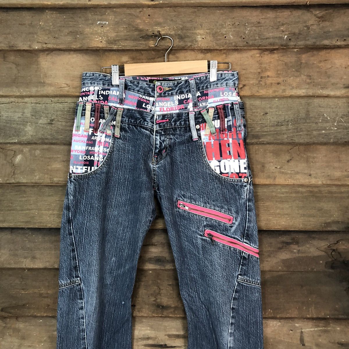 Japanese Brand DL Antifui Blue Denim double waist multizipper Pants #7082 Size 30" / US 8 / IT 44 - 2 Thumbnail