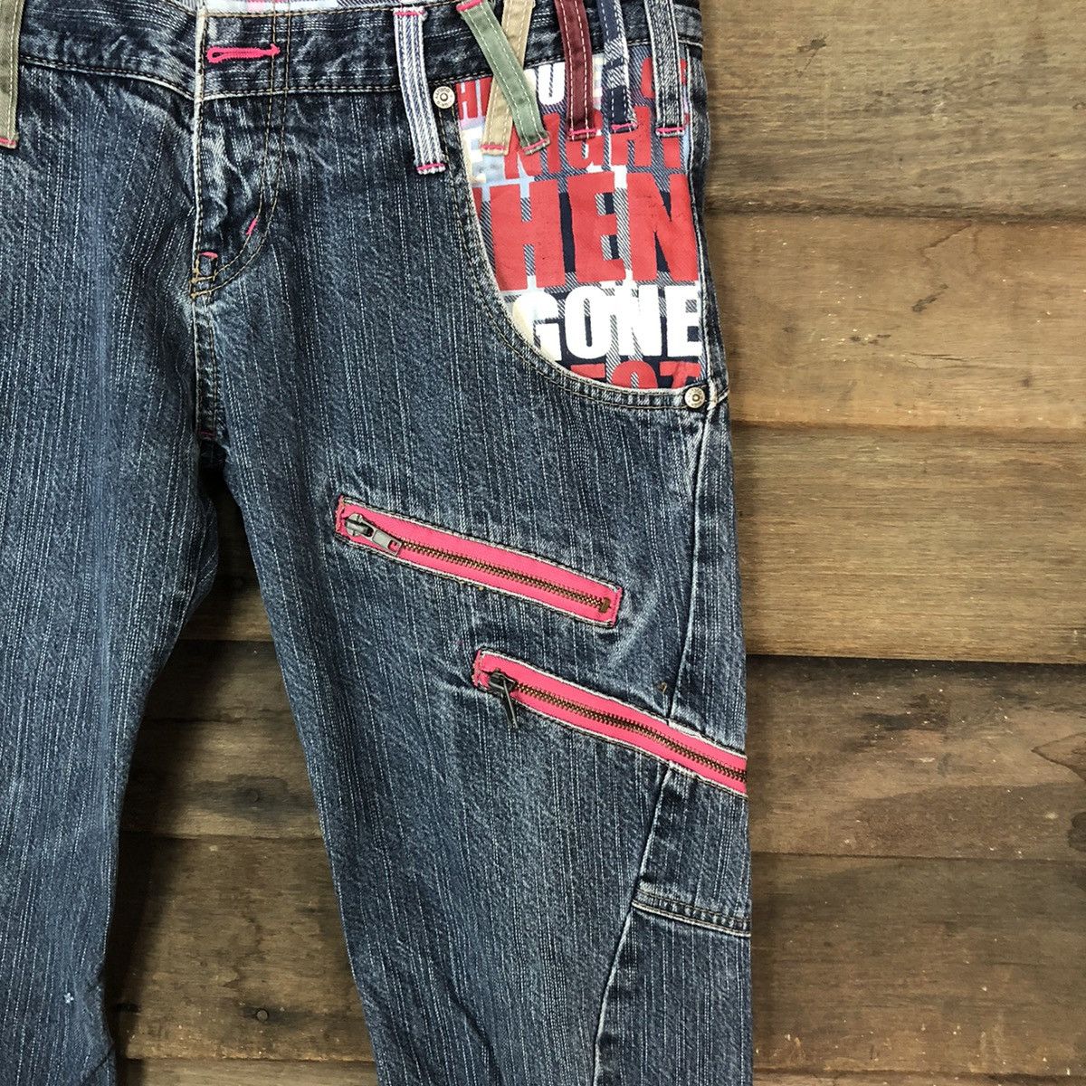 Japanese Brand DL Antifui Blue Denim double waist multizipper Pants #7082 Size 30" / US 8 / IT 44 - 6 Thumbnail