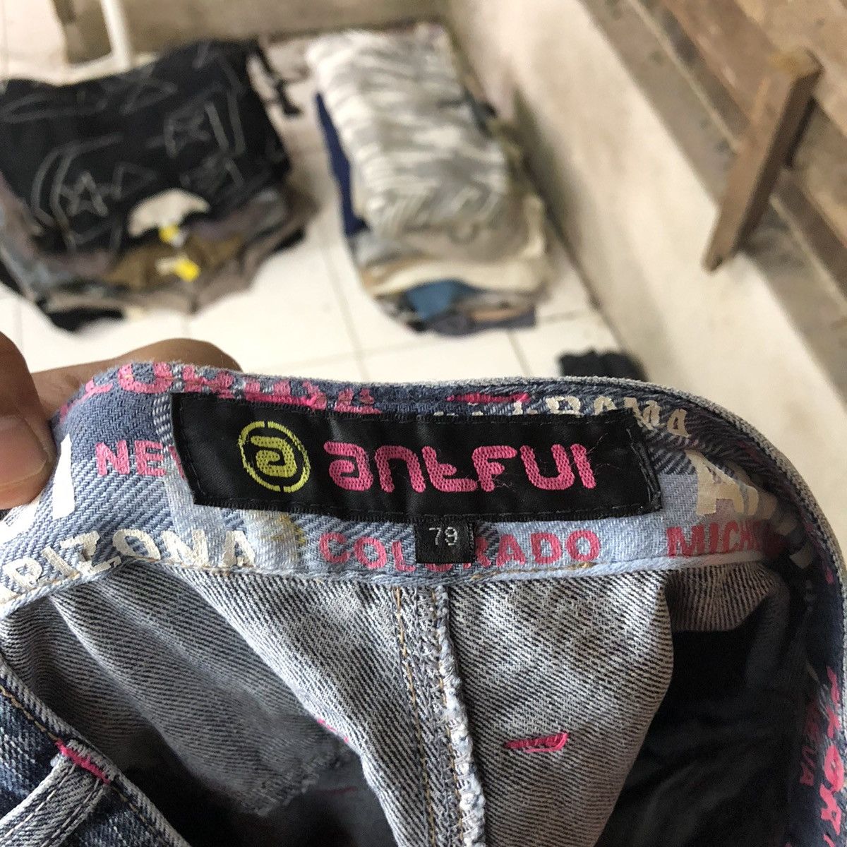 Japanese Brand DL Antifui Blue Denim double waist multizipper Pants #7082 Size 30" / US 8 / IT 44 - 14 Thumbnail
