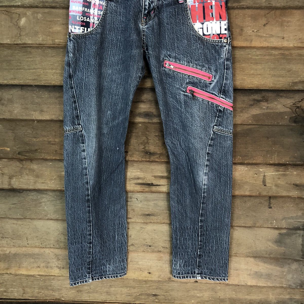 Japanese Brand DL Antifui Blue Denim double waist multizipper Pants #7082 Size 30" / US 8 / IT 44 - 3 Thumbnail