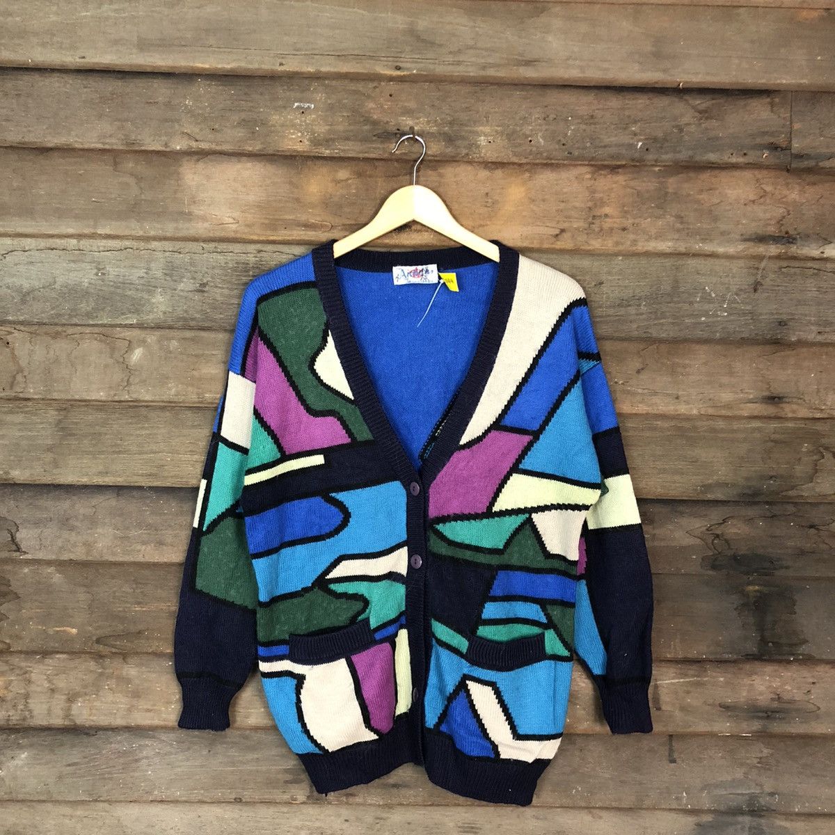 image of Art x Cardigan Anhum Japan Multicolor Knitwear Cardigan C1144, Men's (Size Large)